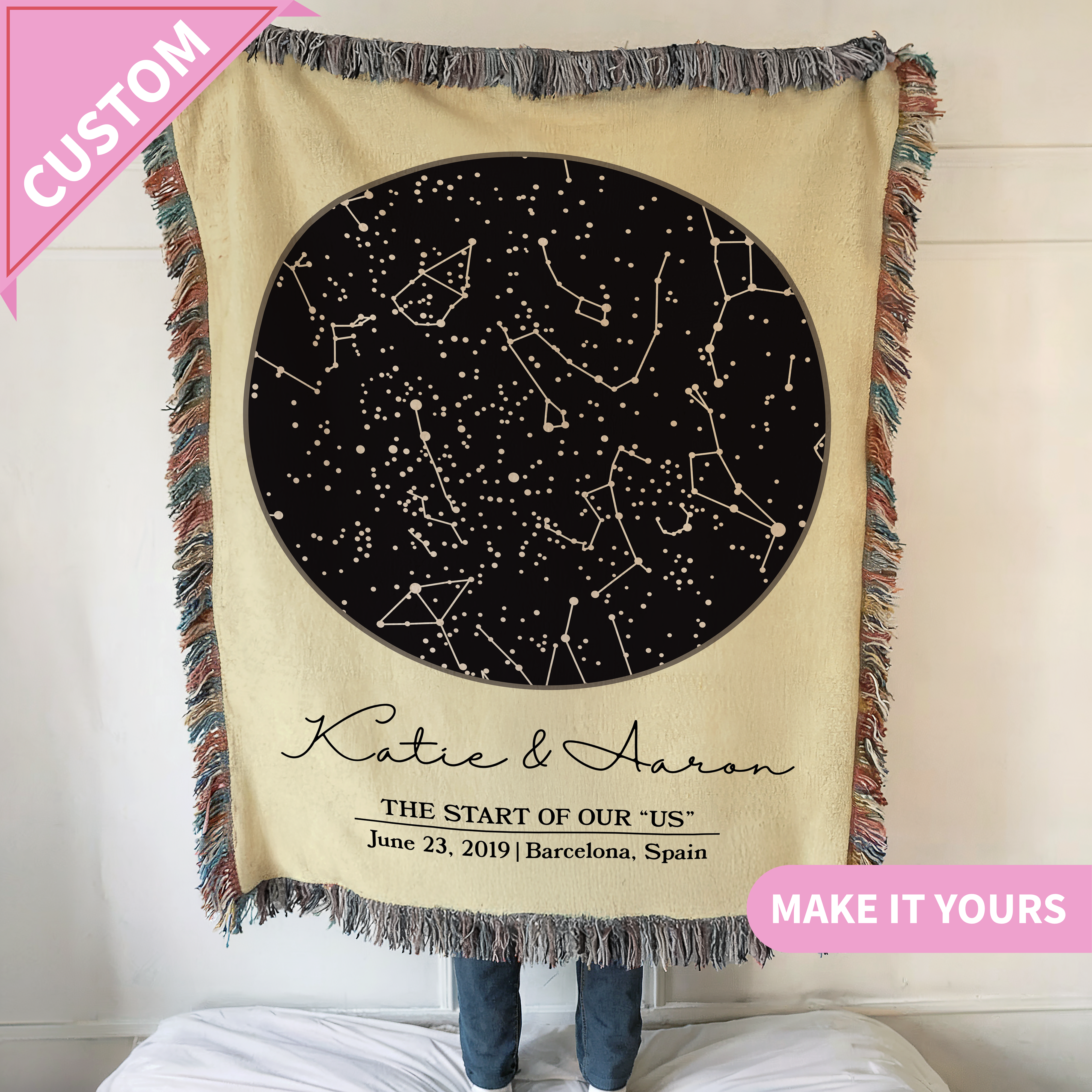Custom Star Map Night Sky Gift Blanket