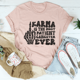 Karma Is The Most Patient Gangster Ever Tee Heather Prism Peach / S Peachy Sunday T-Shirt