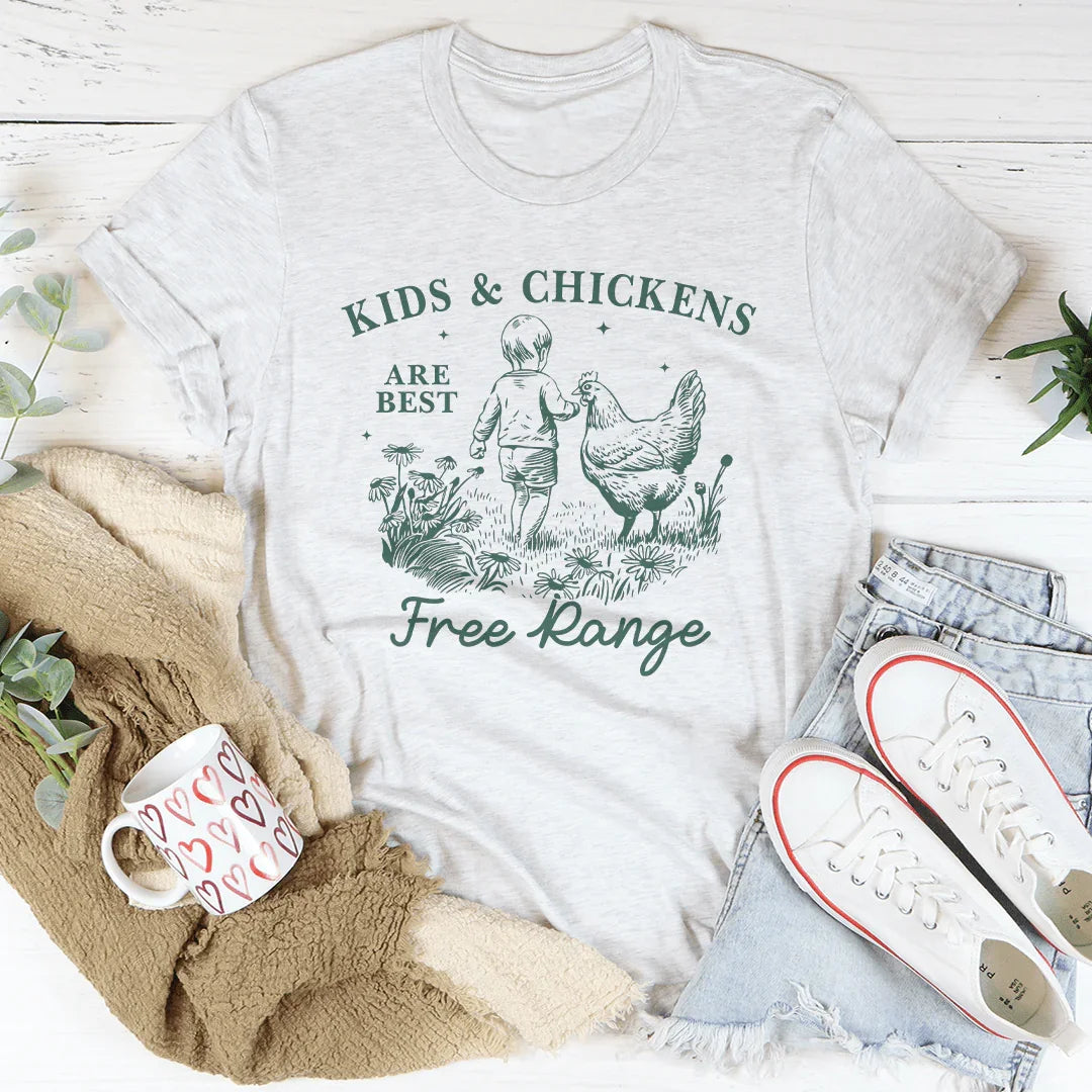 Kids And Chickens Are Best Are Best Free Range Tee White / S Peachy Sunday T-Shirt