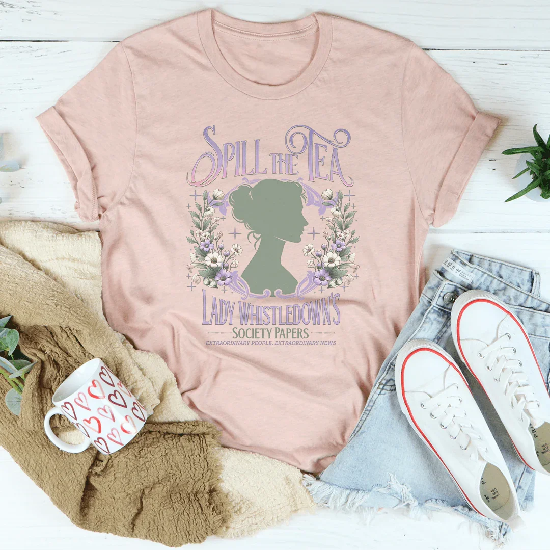 Lady Whistledown's Spill the Tea Tee Heather Peach / S Printify T-Shirt T-Shirt