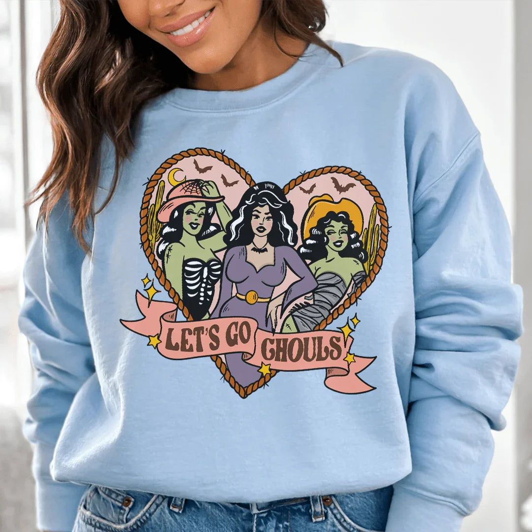 Let's Go Ghouls Sweatshirt Light Blue / S Peachy Sunday T-Shirt