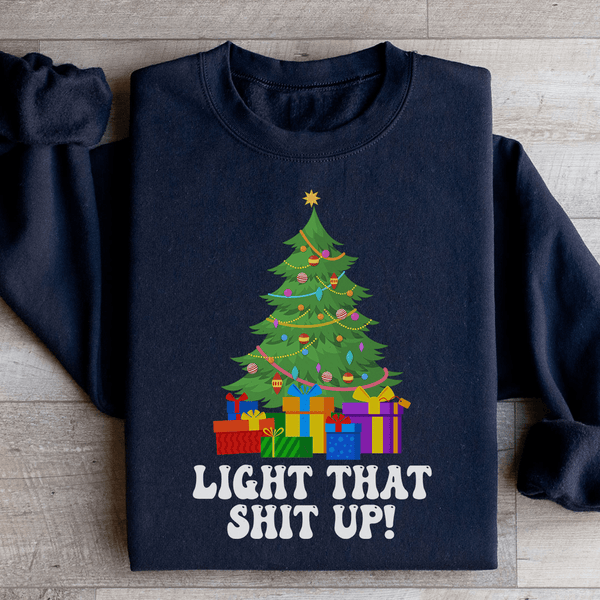 Light That Up Christmas Tree Sweatshirt Black / S Peachy Sunday T-Shirt