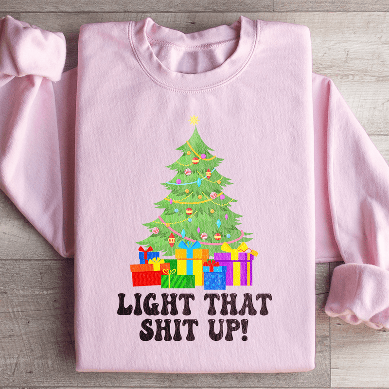 Light That Up Christmas Tree Sweatshirt Light Pink / S Peachy Sunday T-Shirt