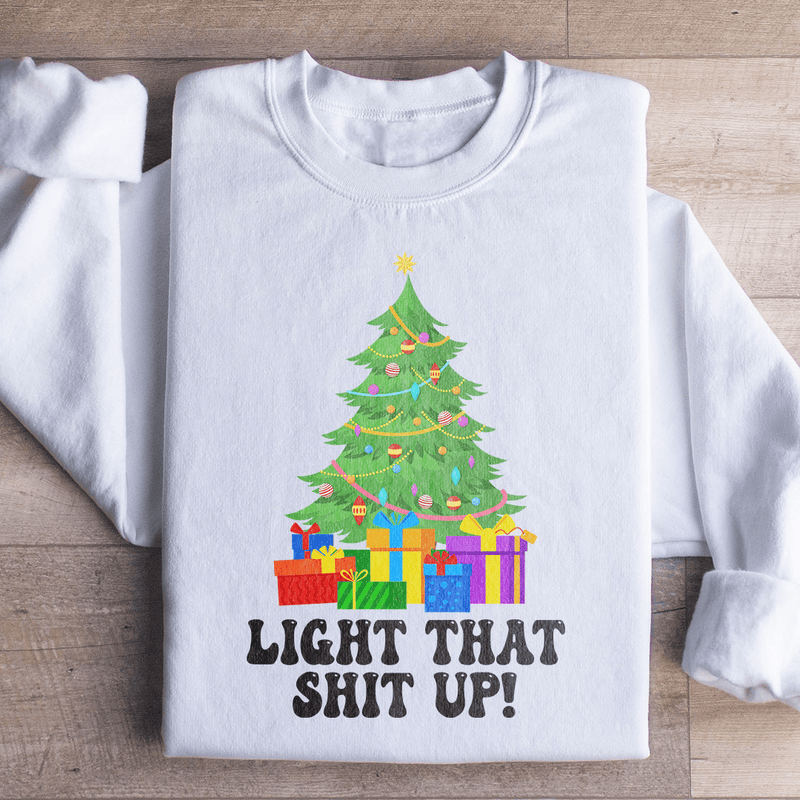 Light That Up Christmas Tree Sweatshirt White / S Peachy Sunday T-Shirt