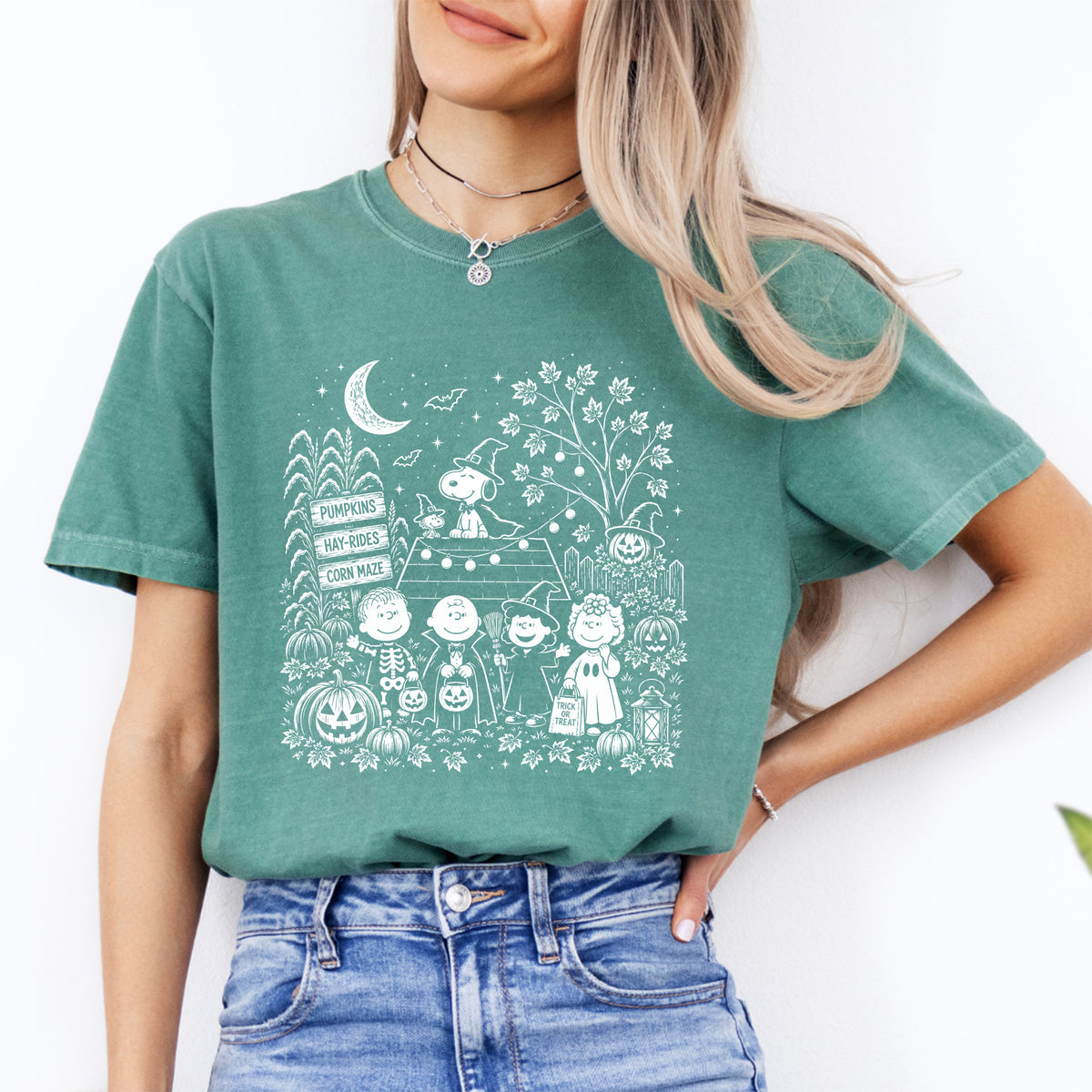 T-Shirt mit gruseligem Patch-Motiv
