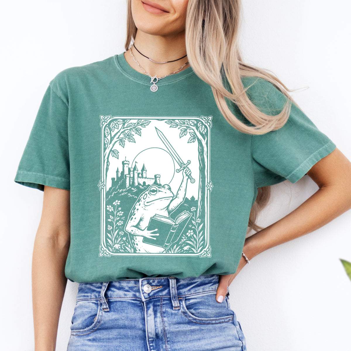 "We Read at Dawn" Fantasy Bookworm Graphic Shirt – Warrior Frog Tee