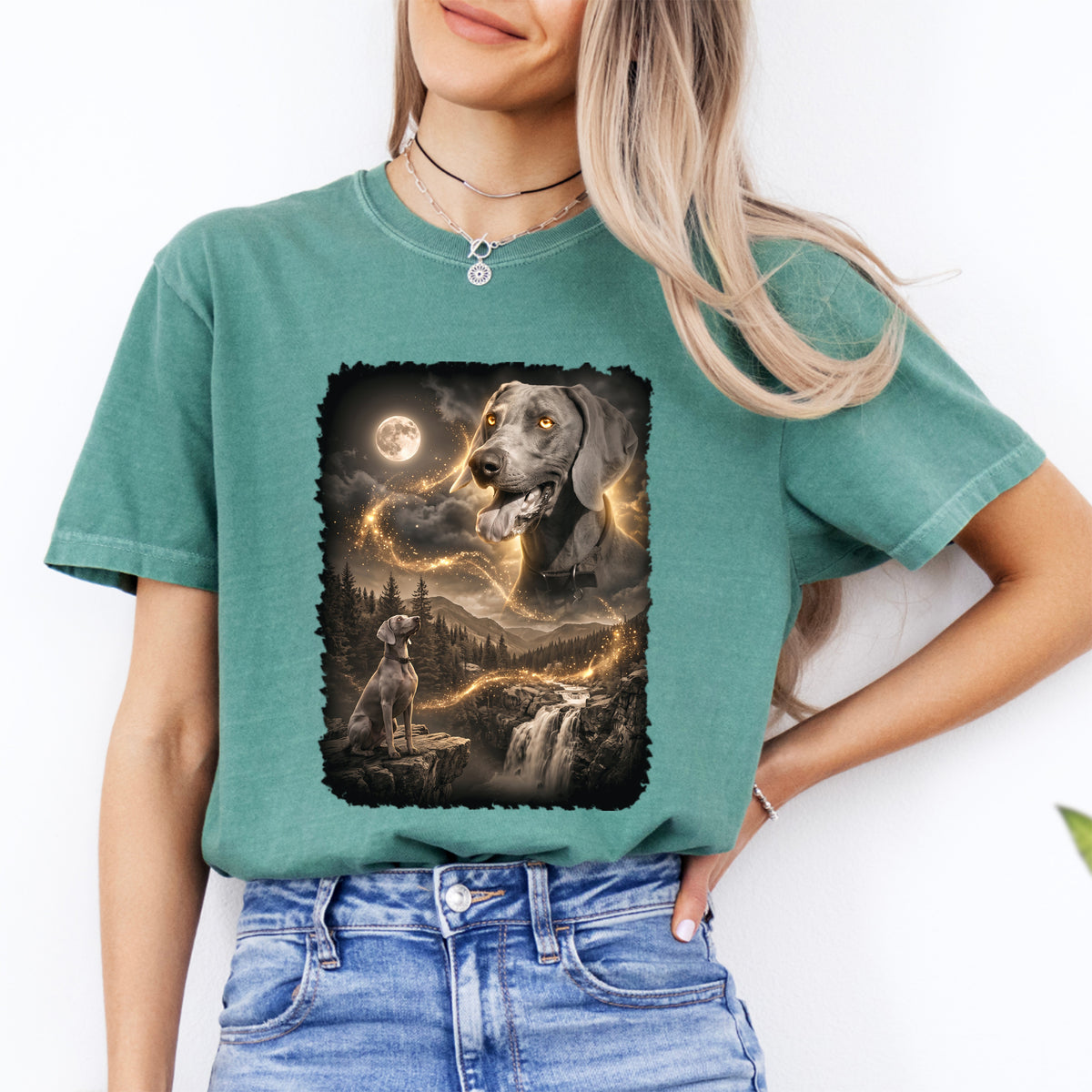 T-shirt personnalisé pour animal de compagnie « Chien hurlant à la lune »