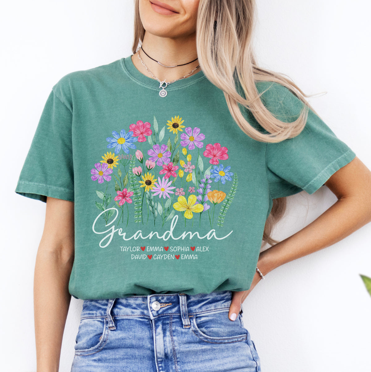 T-shirt floral personnalisé pour grand-mère