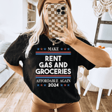 Make Rent Gas And Groceries Affordable Again 2024 Tee Black Heather / S Peachy Sunday T-Shirt