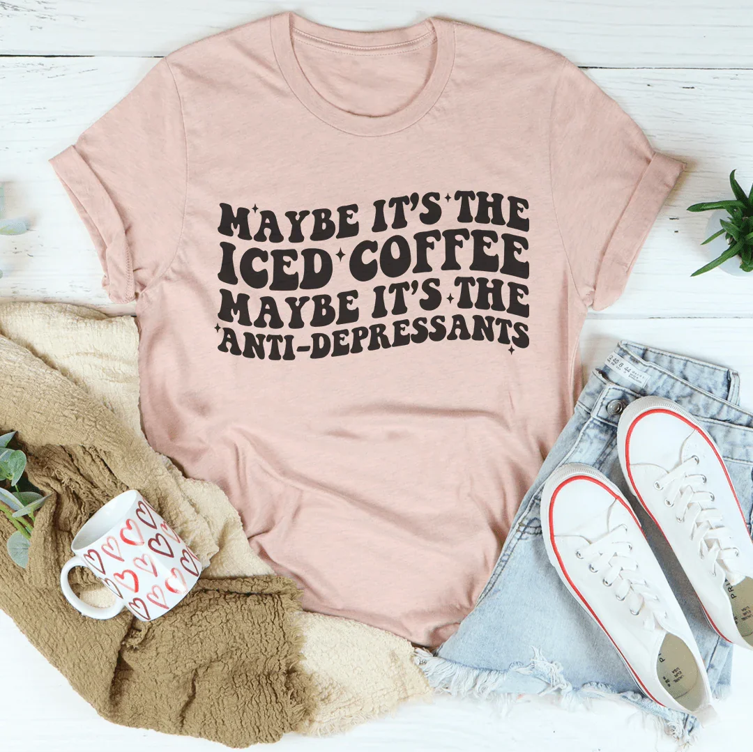 Maybe It's The Iced Coffee Tee Heather Prism Peach / S Peachy Sunday T-Shirt