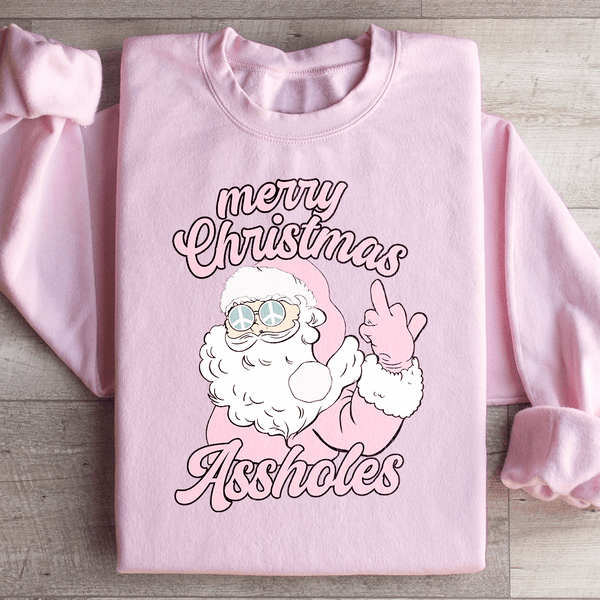 Merry Christmas A sholes Sweatshirt Light Pink / S Peachy Sunday T-Shirt