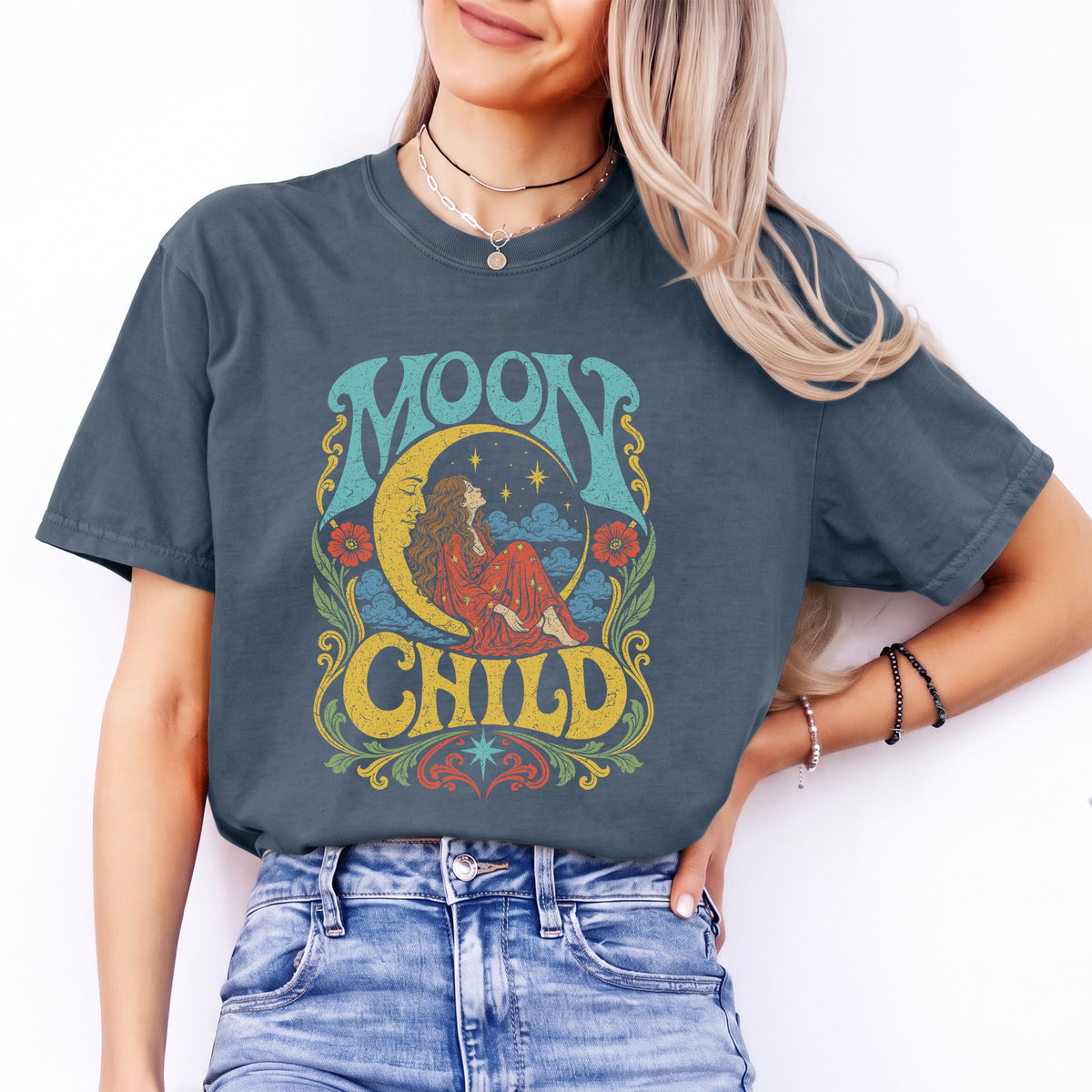 "Moon Child" – Retro 70s Celestial Graphic Top