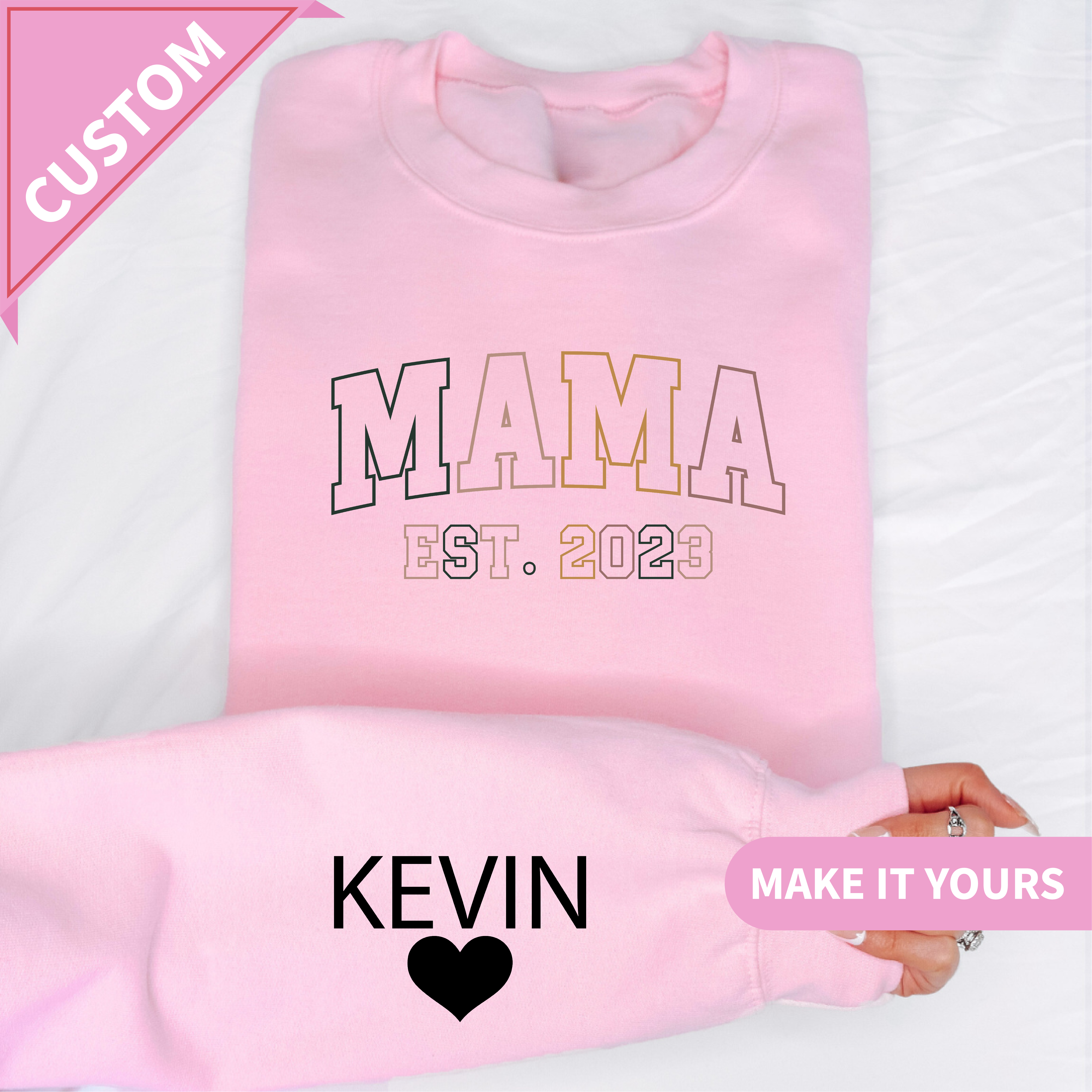 Custom Mama EST Year & Kids’ Names Sweatshirt