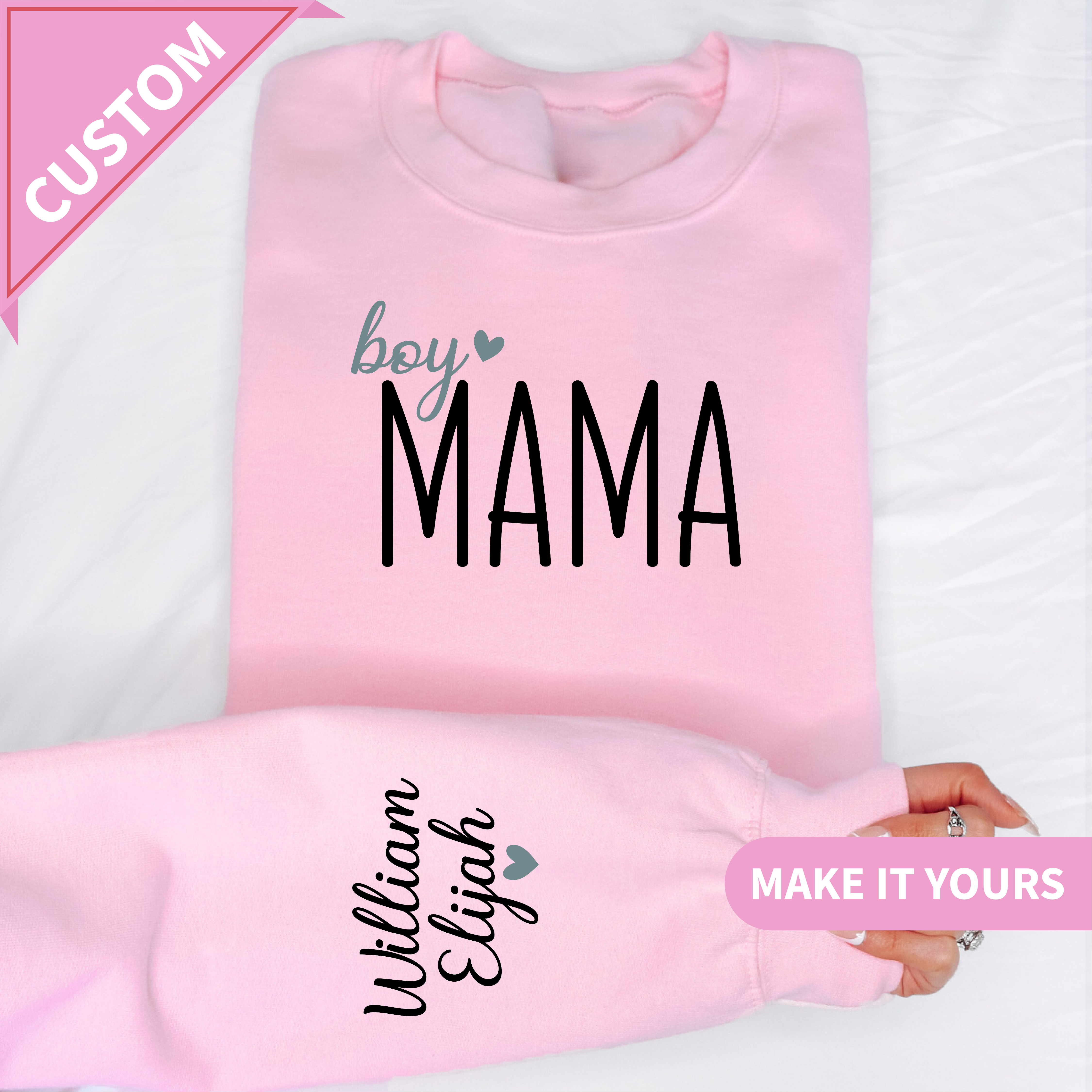 Custom Boy Mama With Kids Names Gift Sweatshirt
