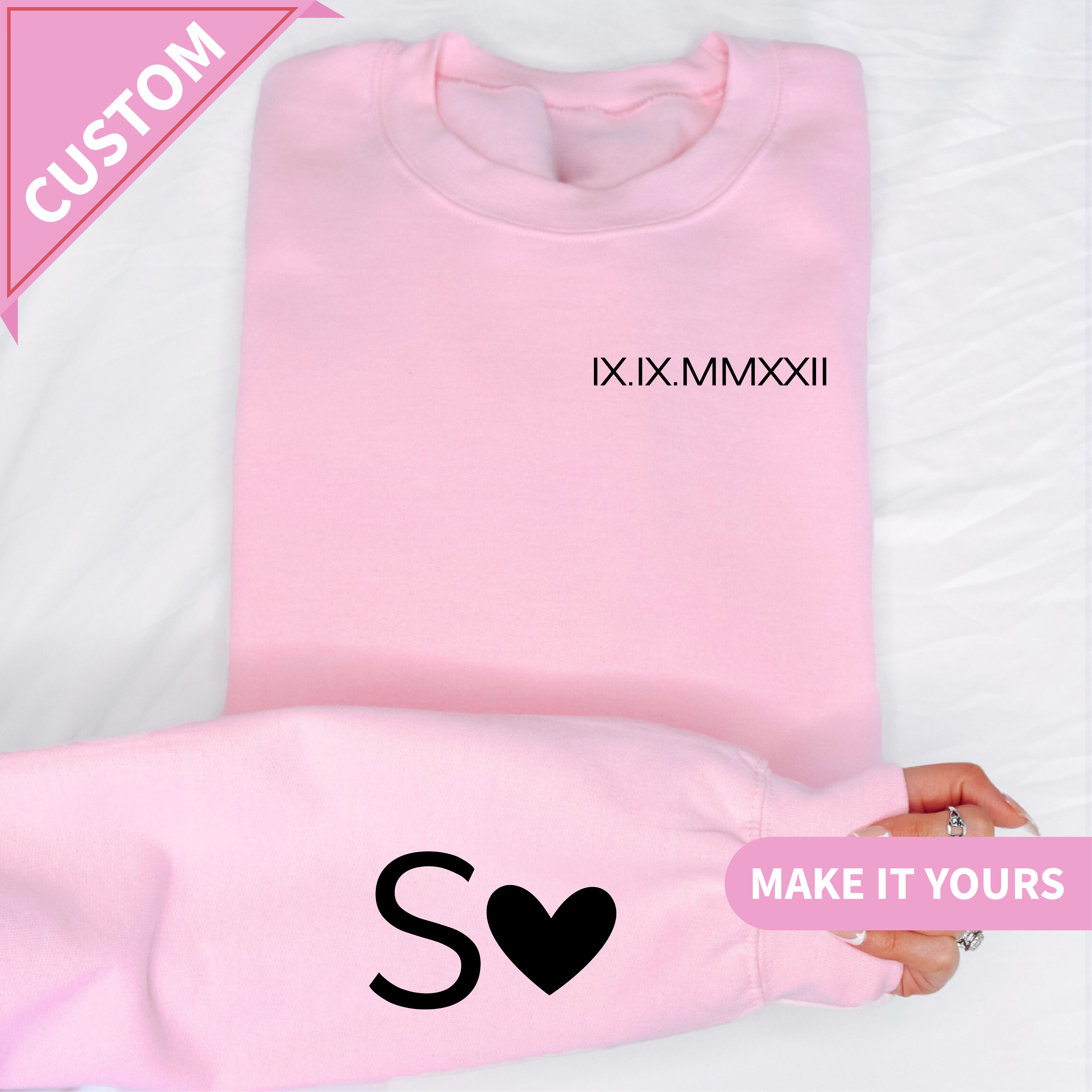 Custom Roman Numerals Date Hoodie Sweatshirt