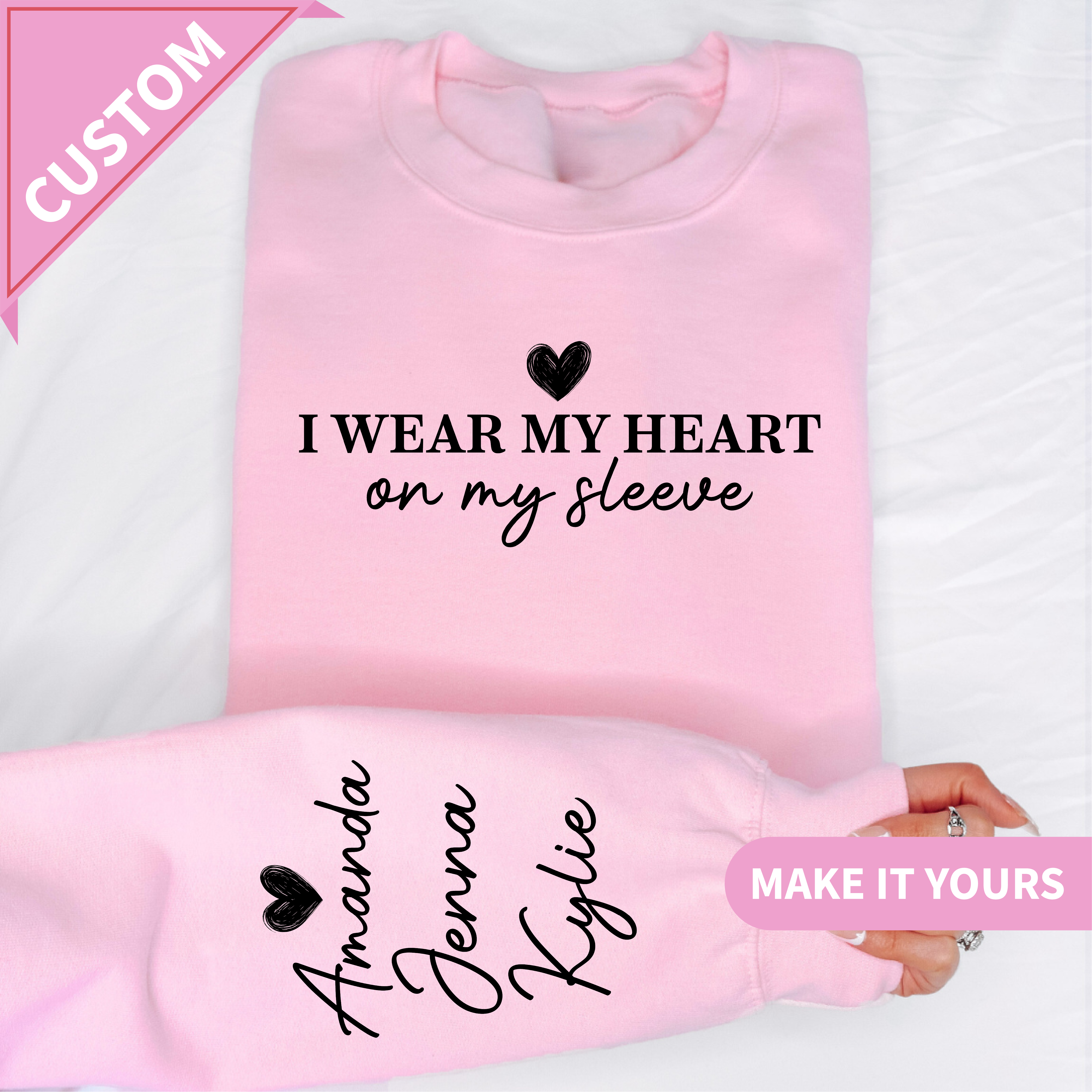 Custom Heart On Sleeve Sweatshirt