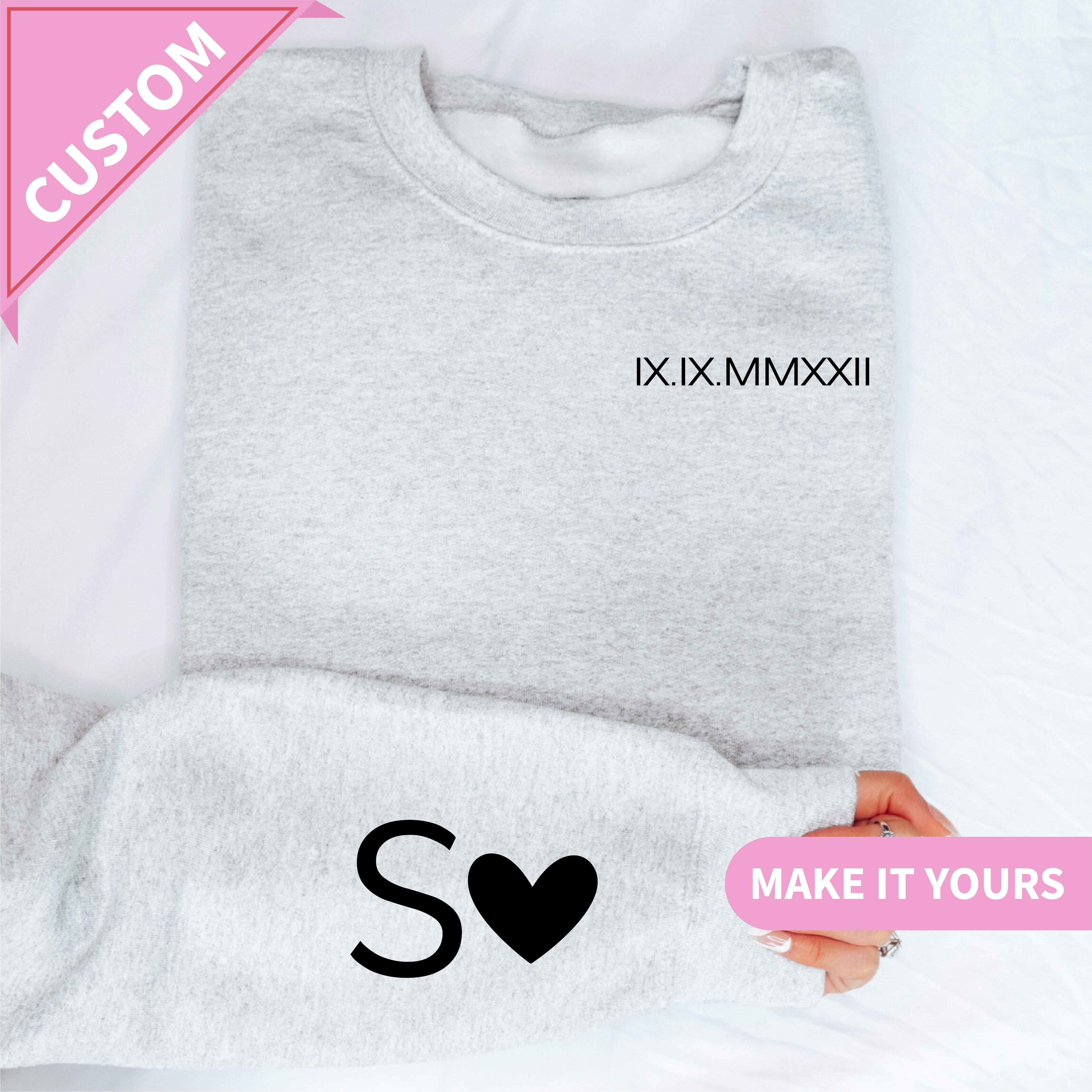 Custom Roman Numerals Date Hoodie Sweatshirt