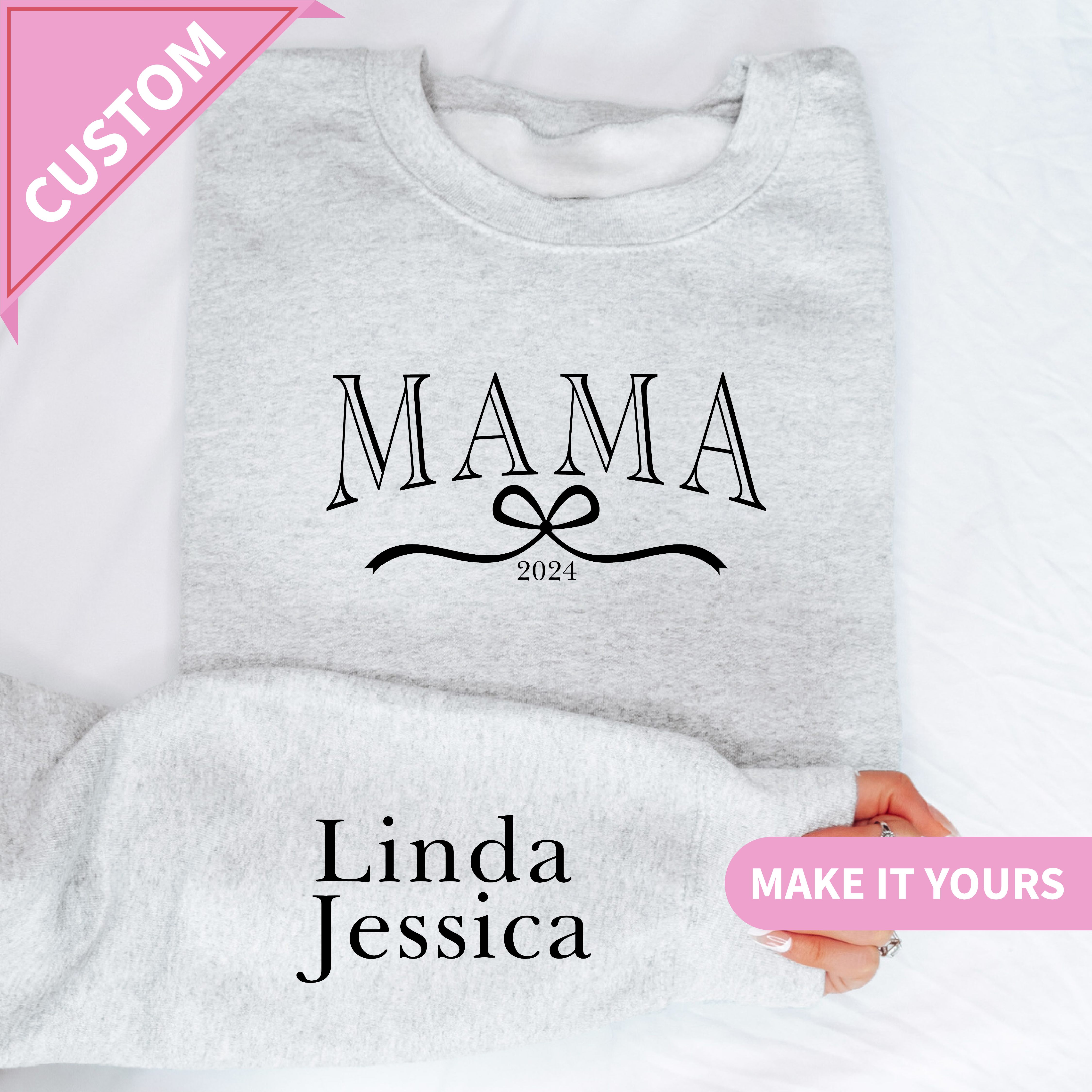 Custom Mama With Kids Names Family Gift Sweatshirt