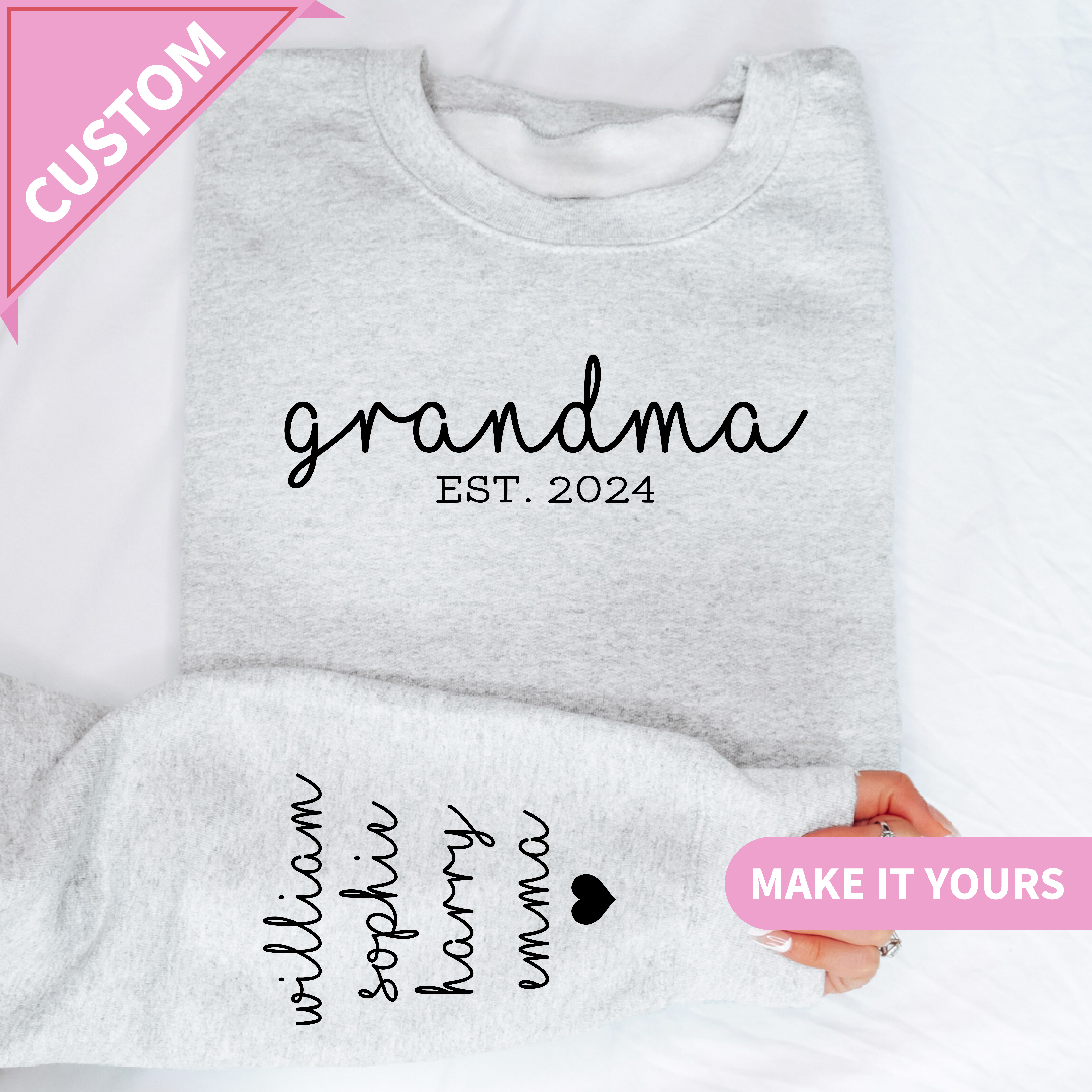 Custom Grandma With Grandkids Names Gift Sweatshirt