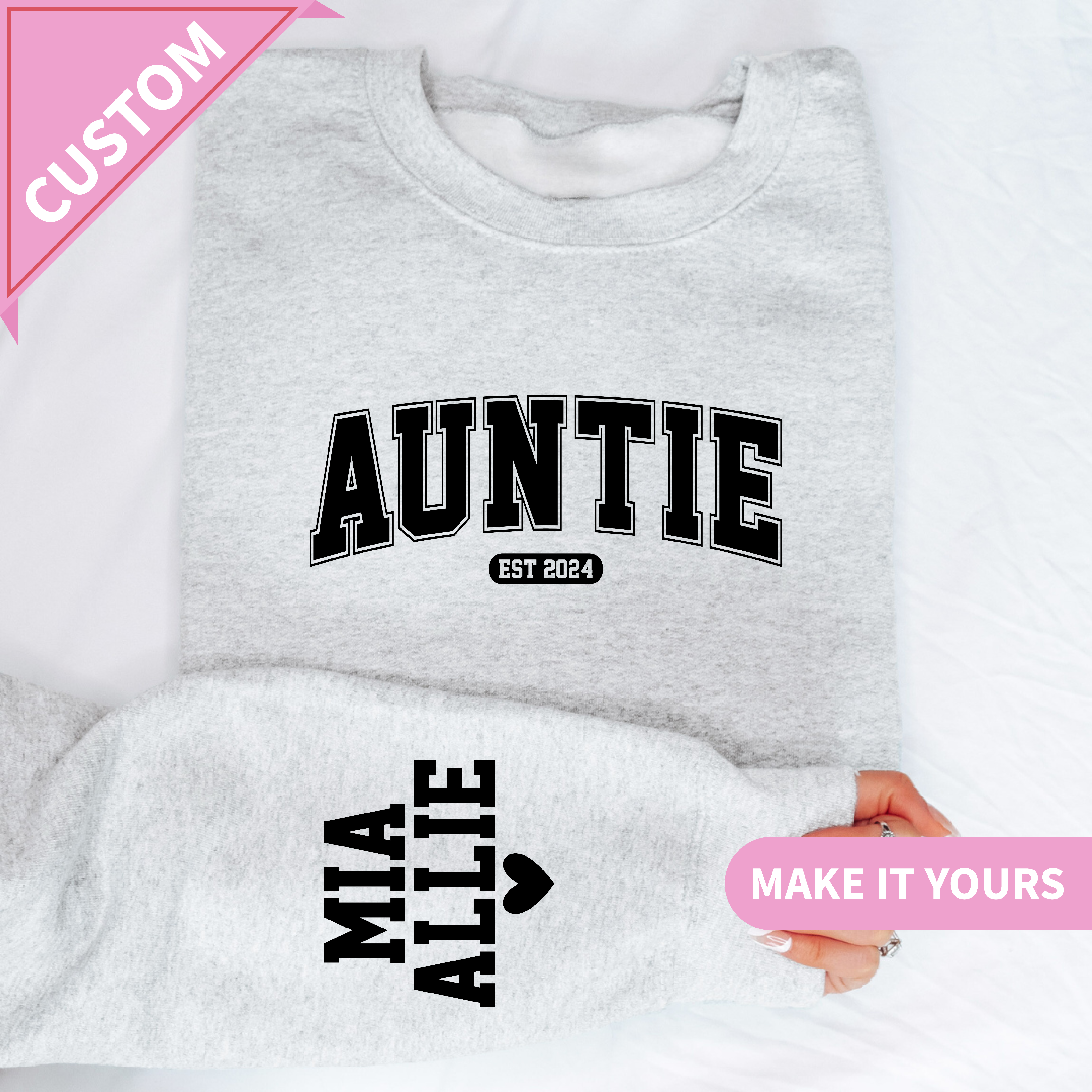 Custom Auntie With Kids Names Sweatshirt