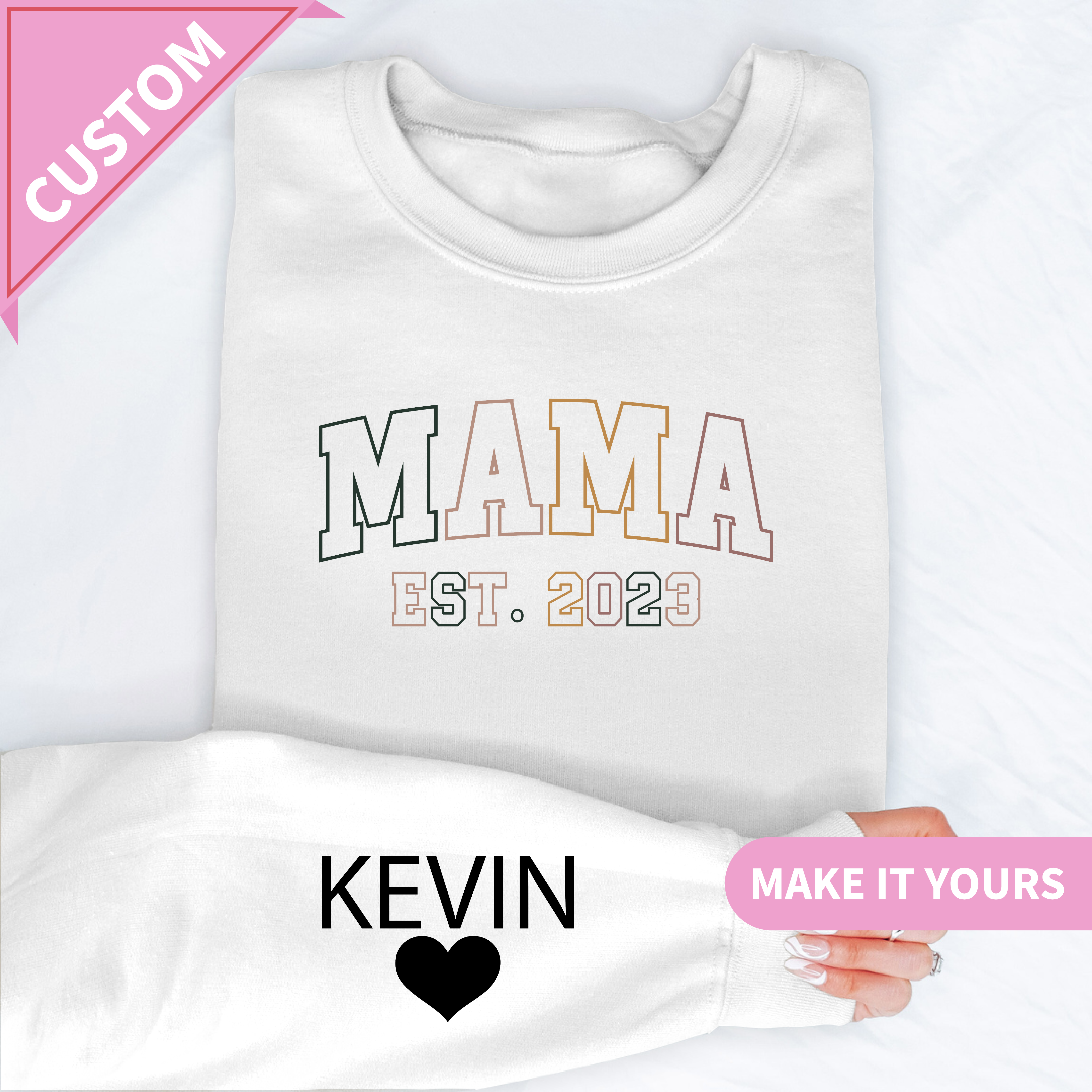 Custom Mama EST Year & Kids’ Names Sweatshirt
