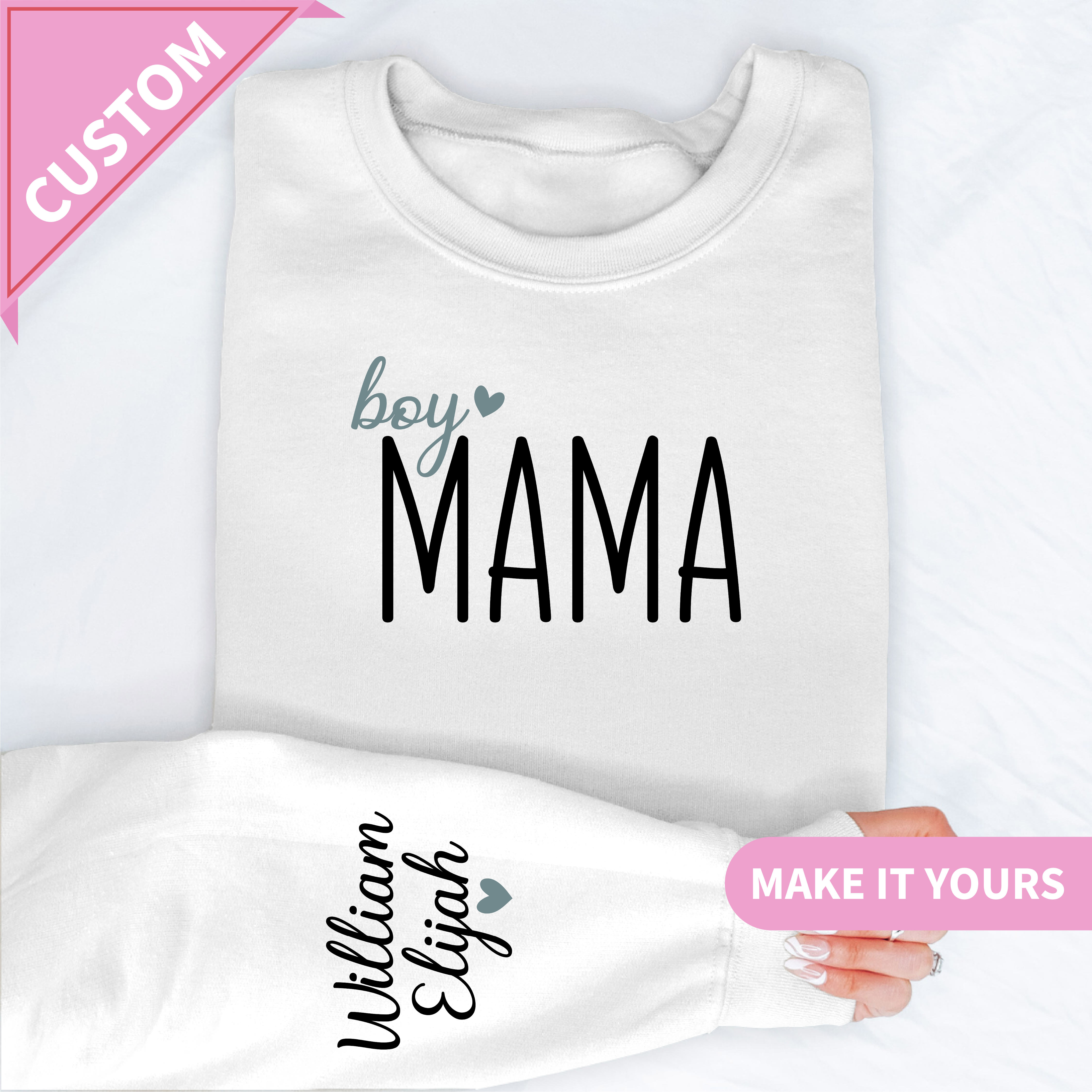 Custom Boy Mama With Kids Names Gift Sweatshirt