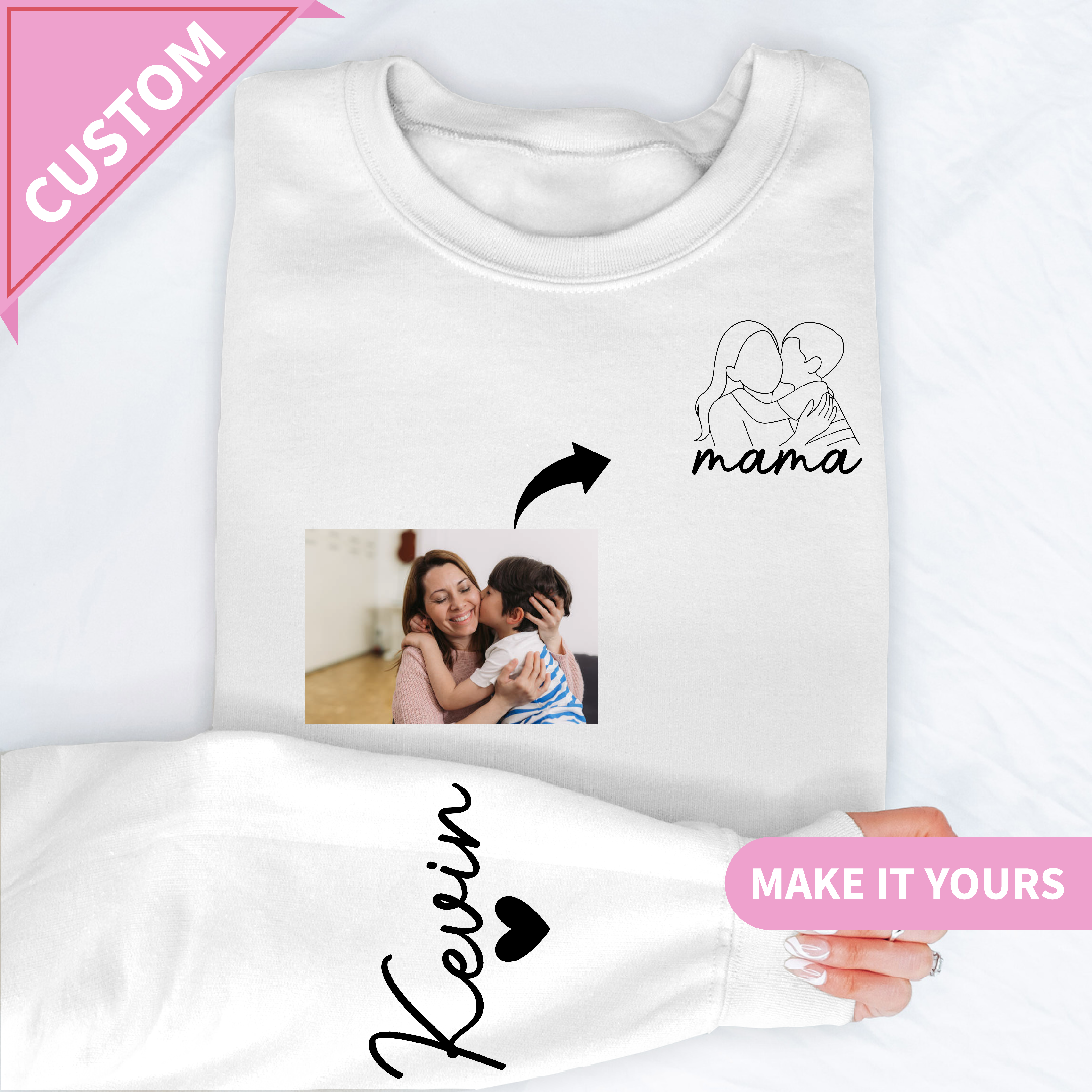 Custom Mom & Child Heartfelt Hug Sweatshirt
