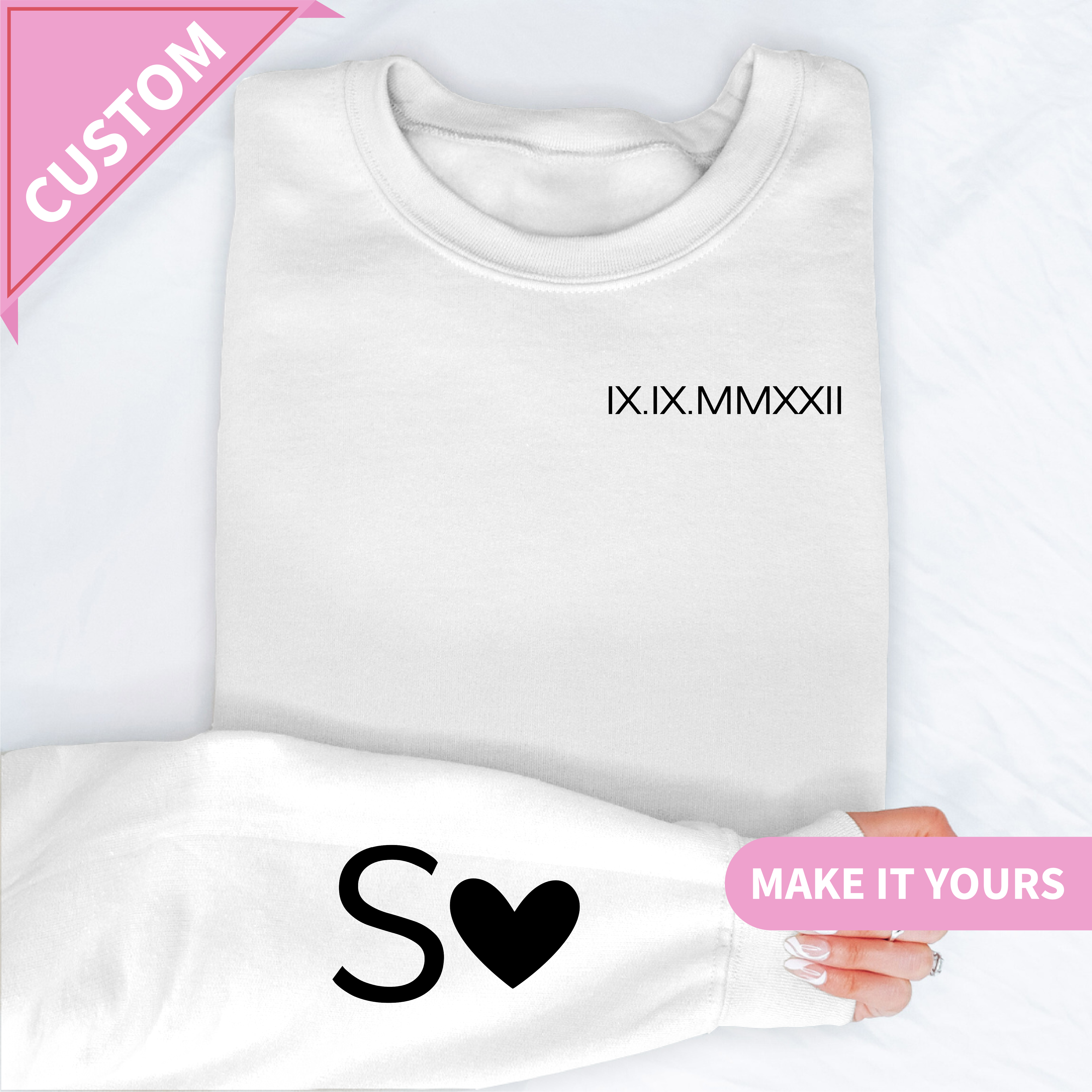 Custom Roman Numerals Date Hoodie Sweatshirt