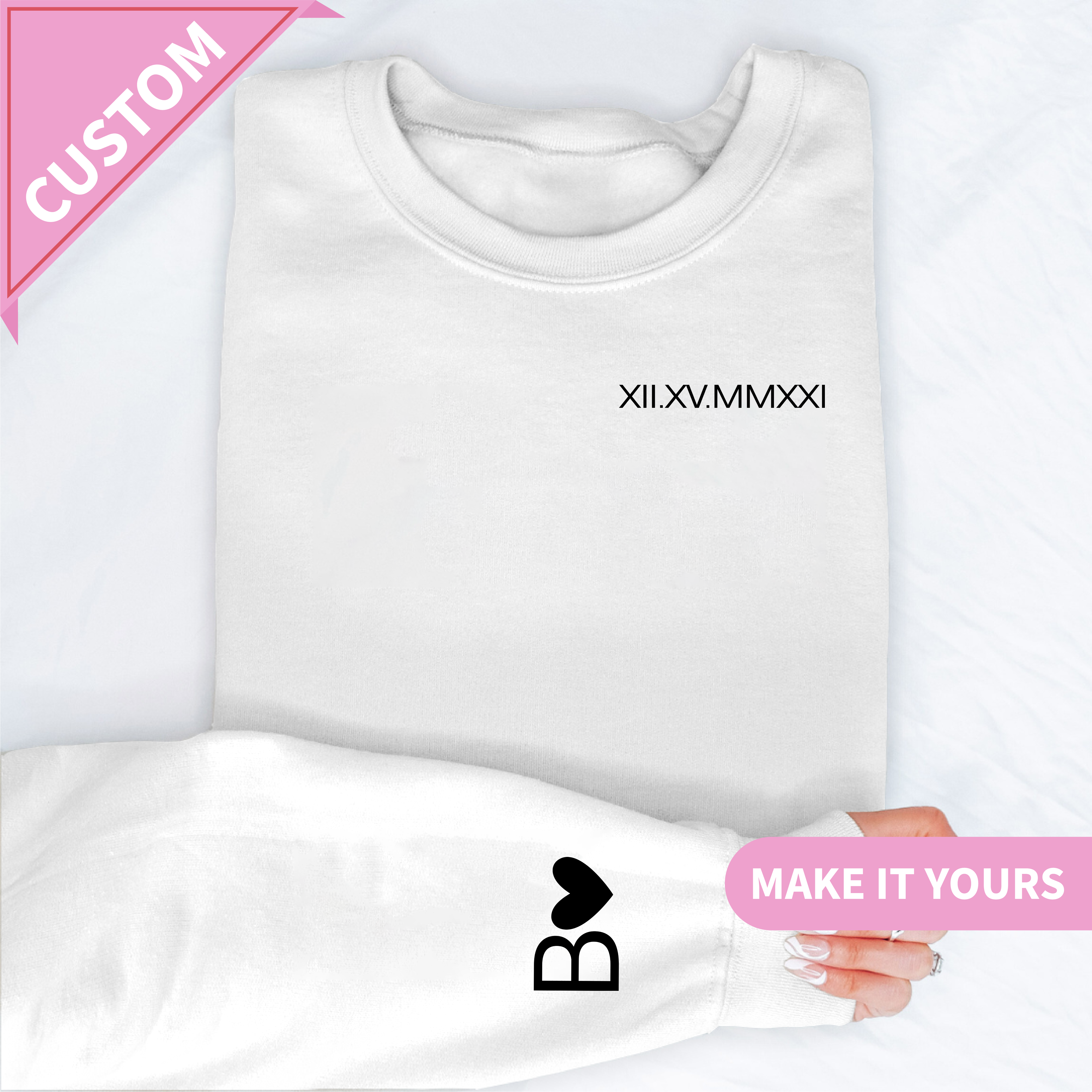 Personalized Embroidered Roman Numeral Sweatshirt For Couple