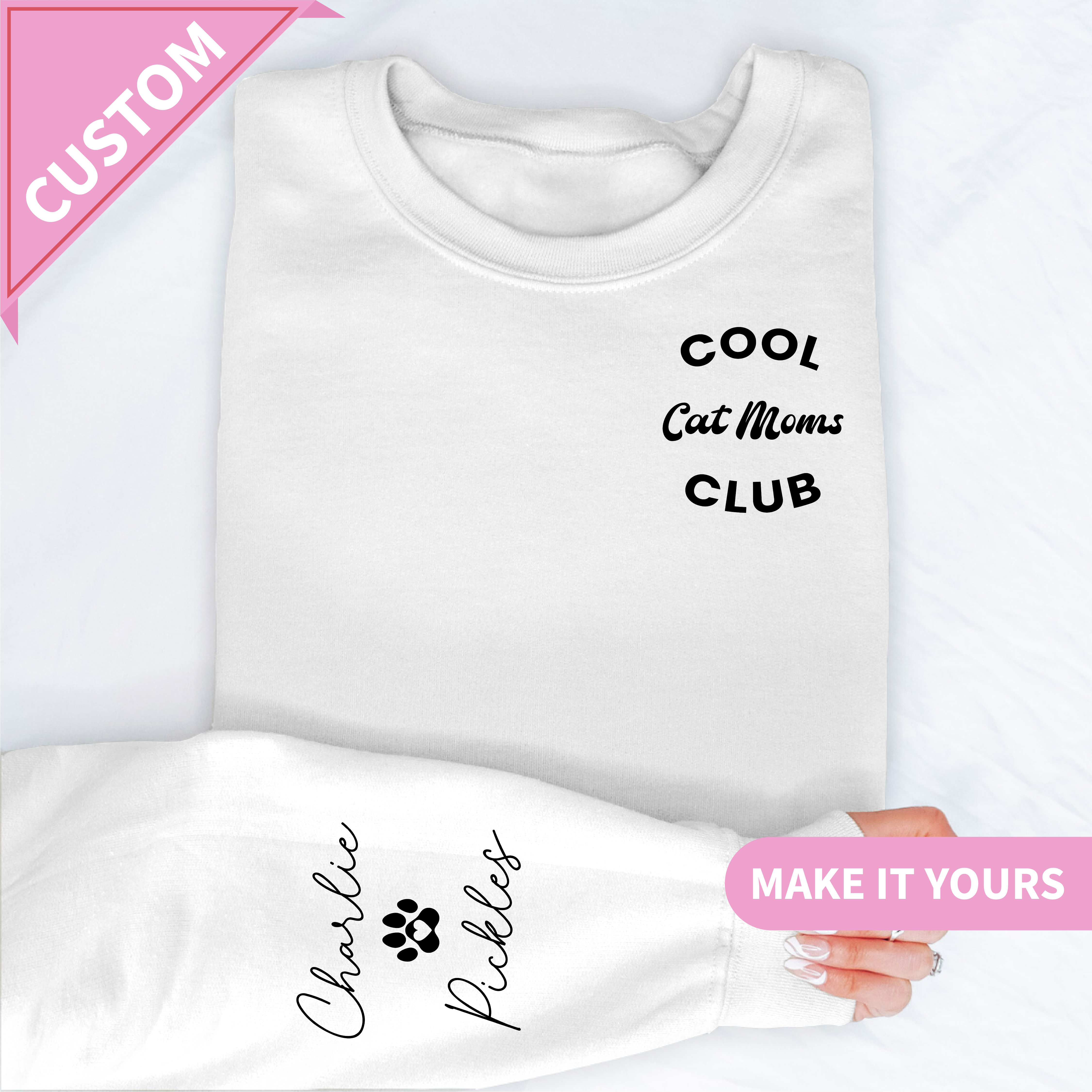 Custom Cat Mom With Cat Name Sweatshirt