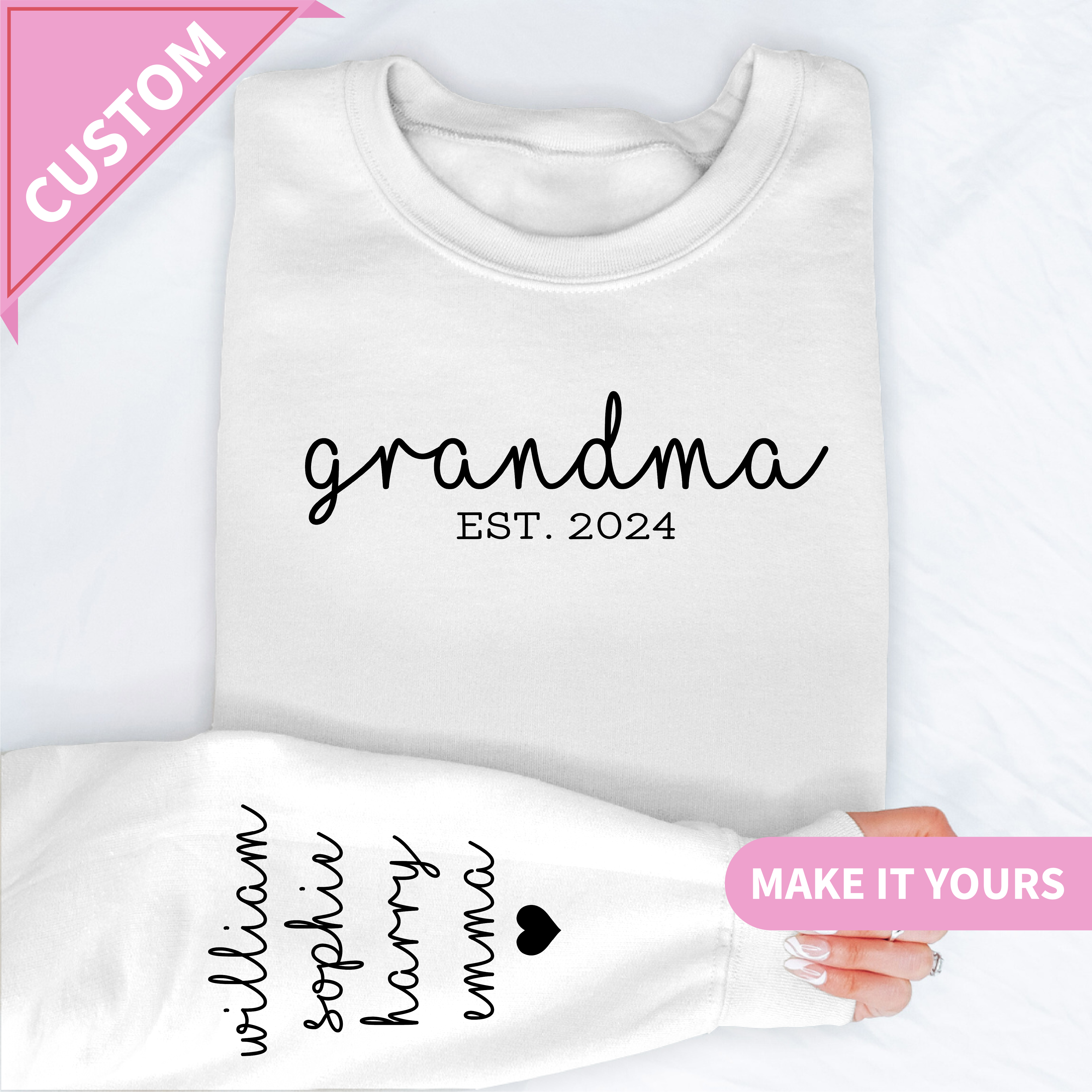 Custom Grandma With Grandkids Names Gift Sweatshirt