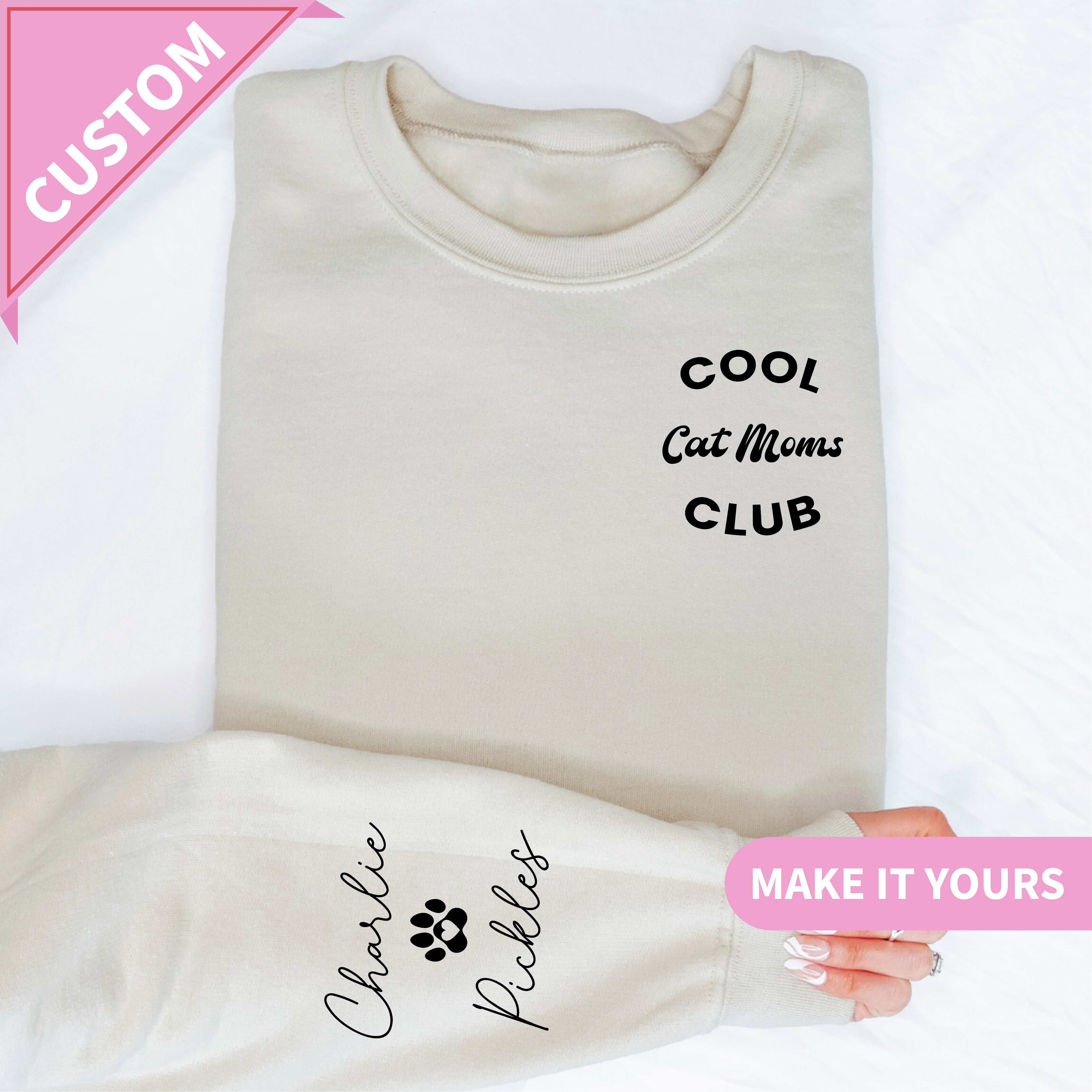 Custom Cat Mom With Cat Name Sweatshirt