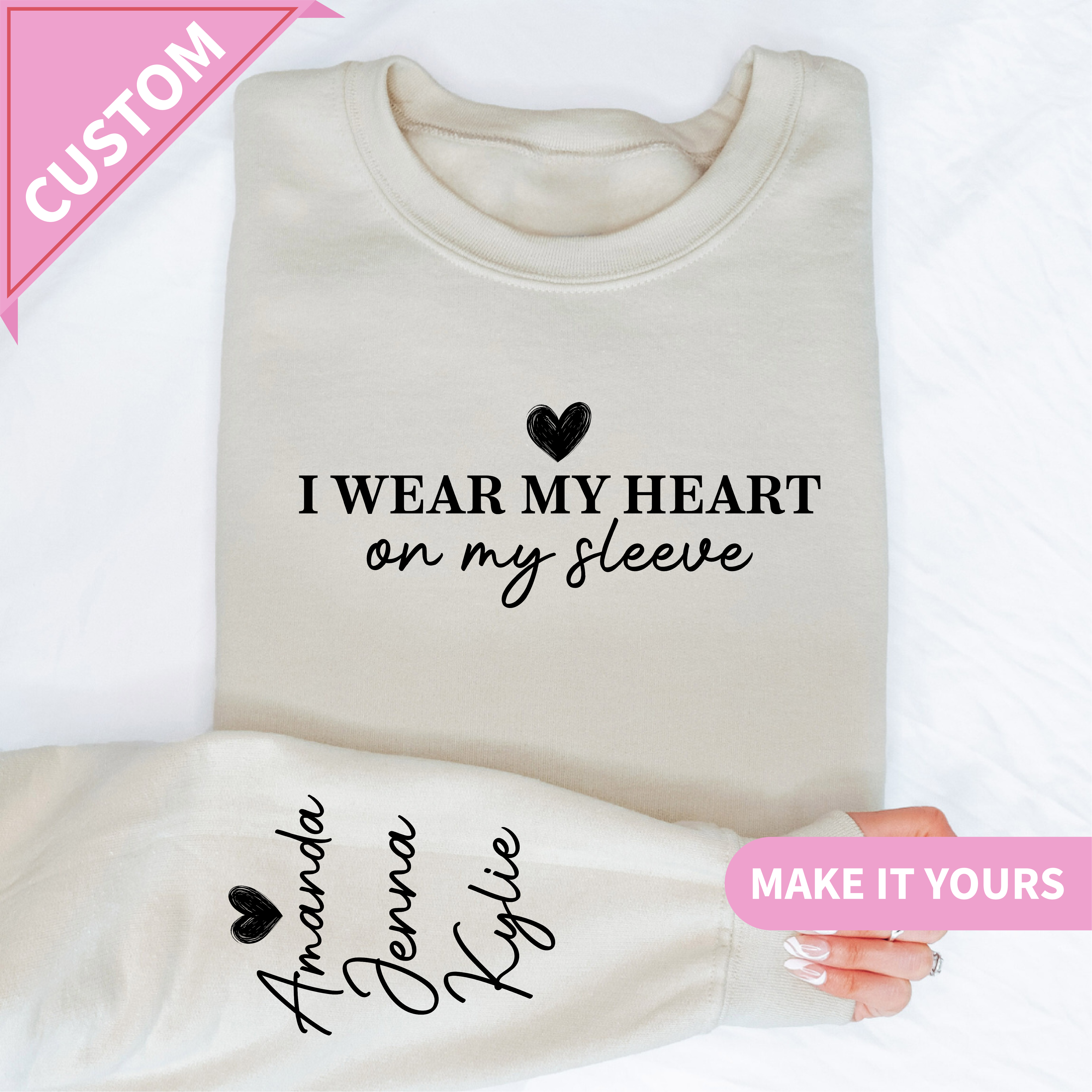 Custom Heart On Sleeve Sweatshirt