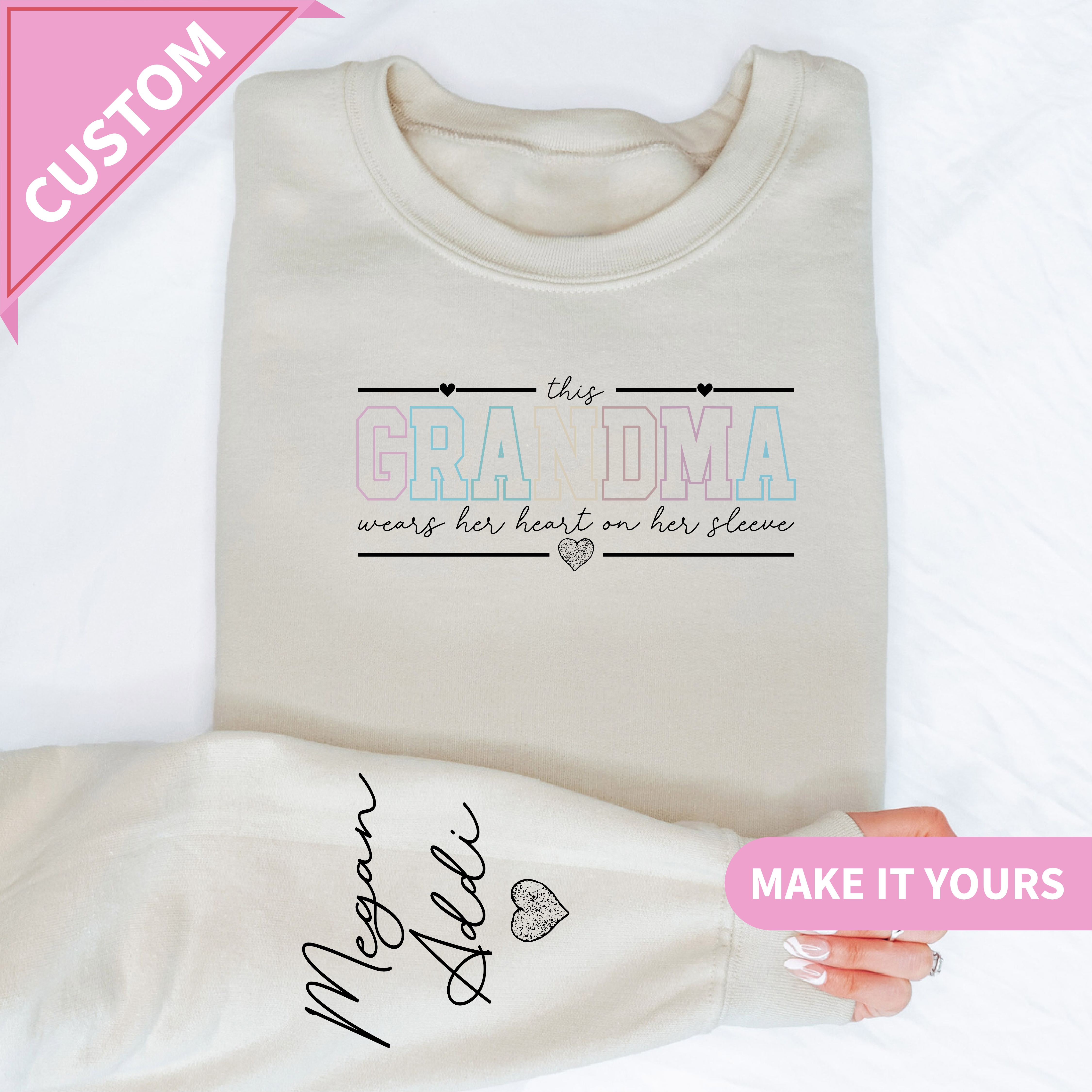 Custom Grandma Sweatshirt with Grandkids Names