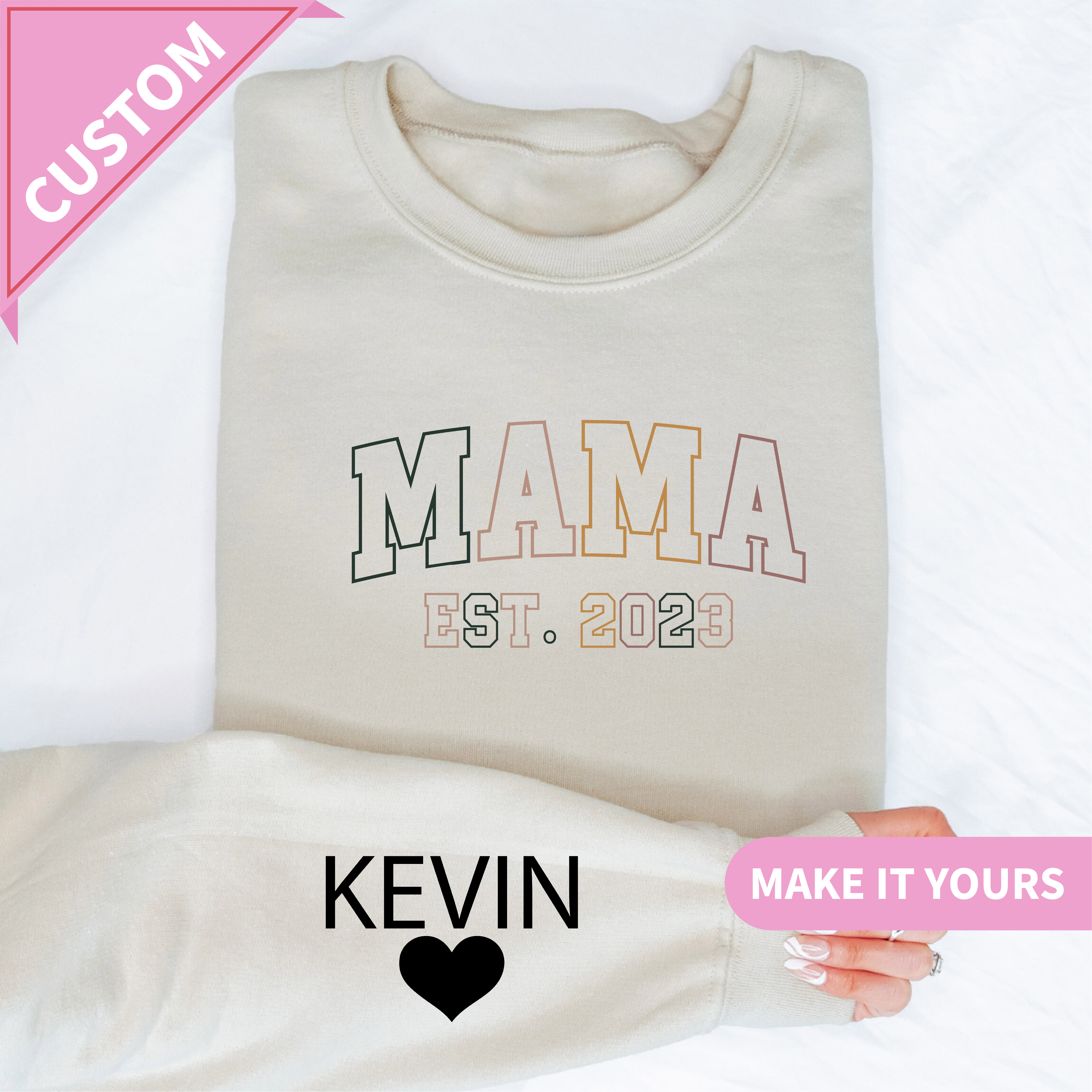 Custom Mama EST Year & Kids’ Names Sweatshirt