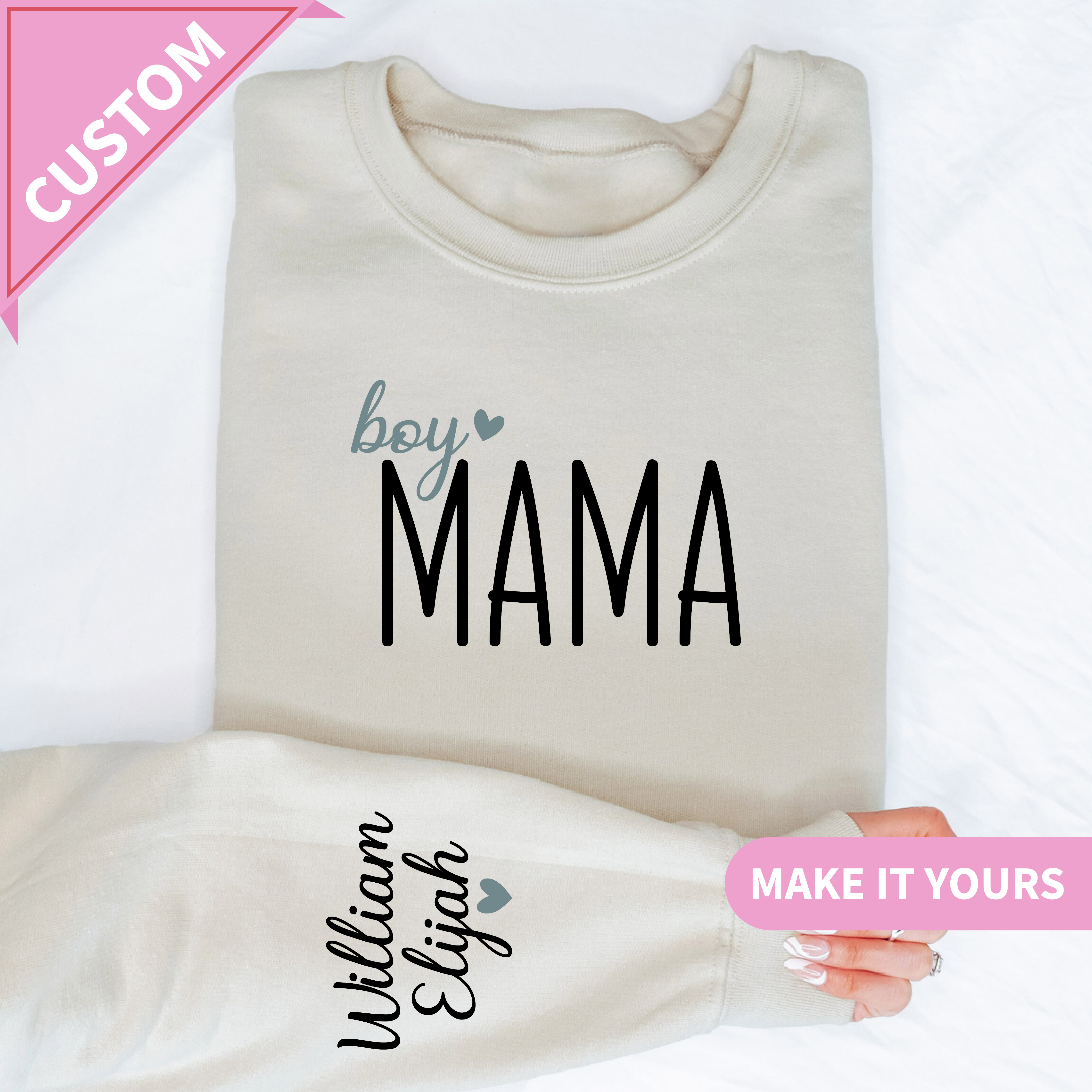 Custom Boy Mama With Kids Names Gift Sweatshirt