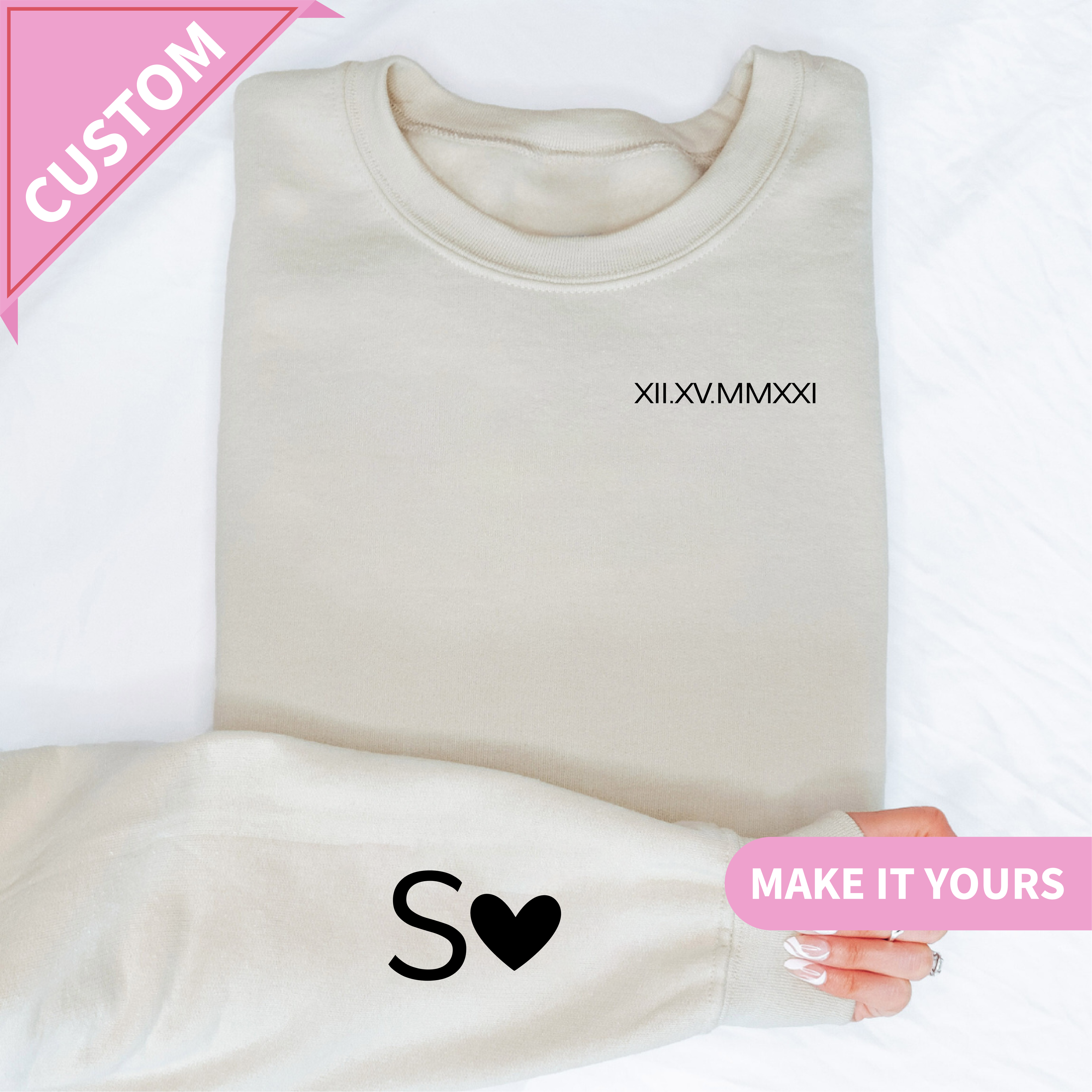Personalized Embroidered Roman Numeral Sweatshirt