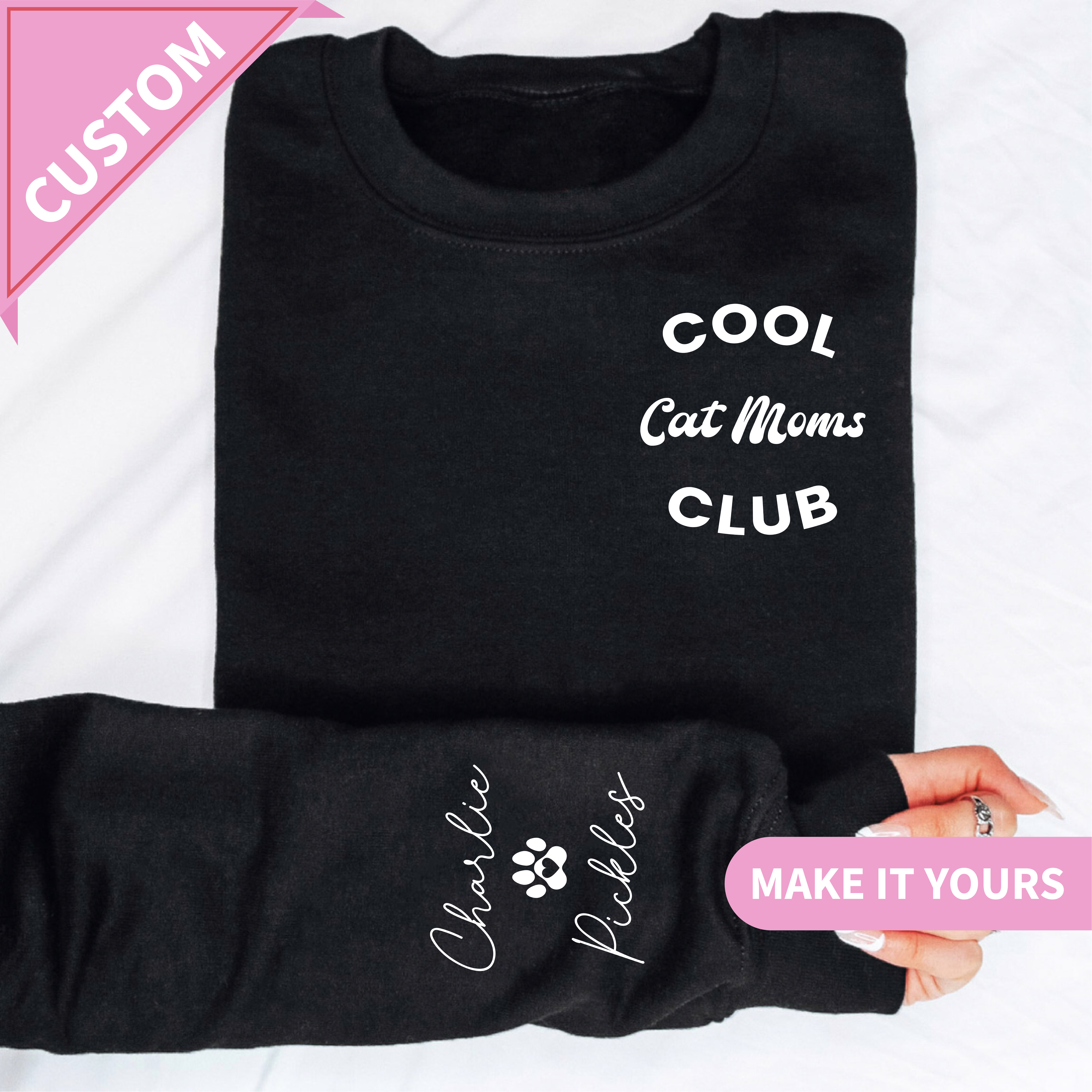 Custom Cat Mom With Cat Name Sweatshirt