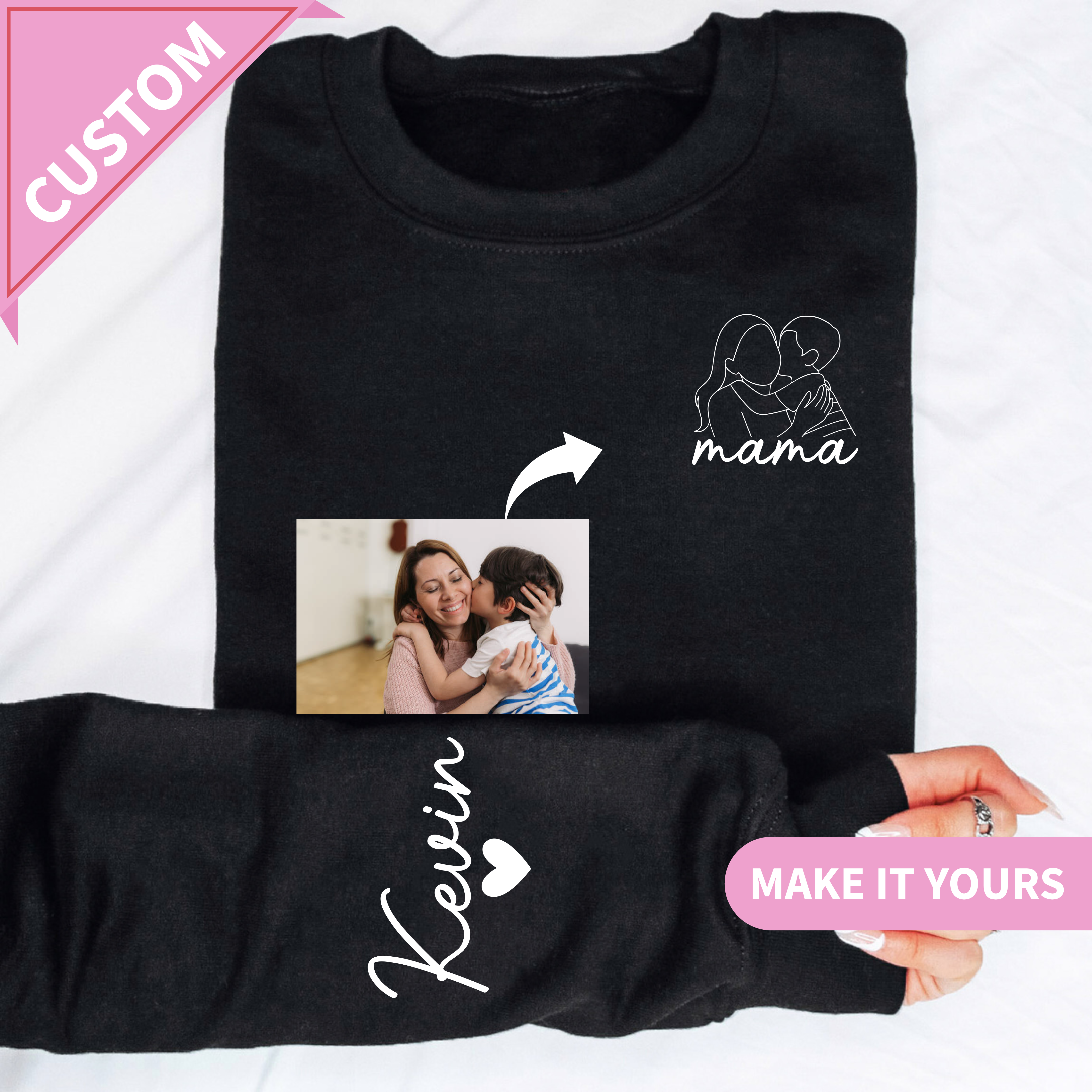 Custom Mom & Child Heartfelt Hug Sweatshirt