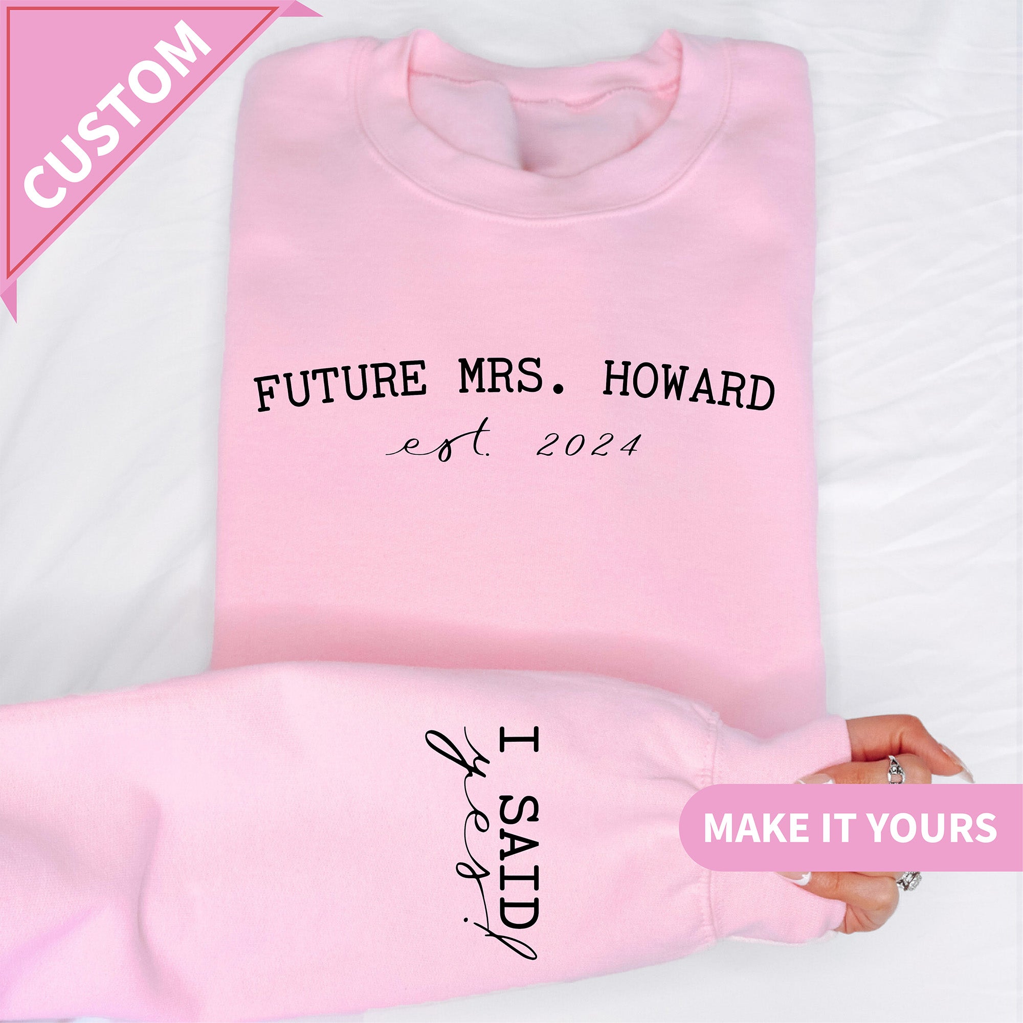 Personalisierbares Sweatshirt „Baldige Ehefrau“