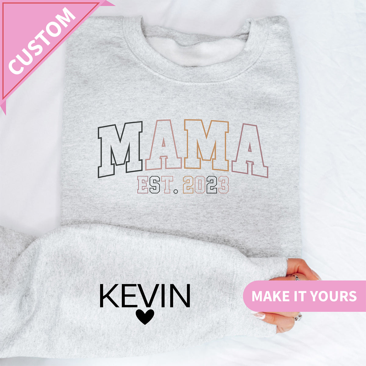 Custom Mama EST Year & Kids’ Names Sweatshirt