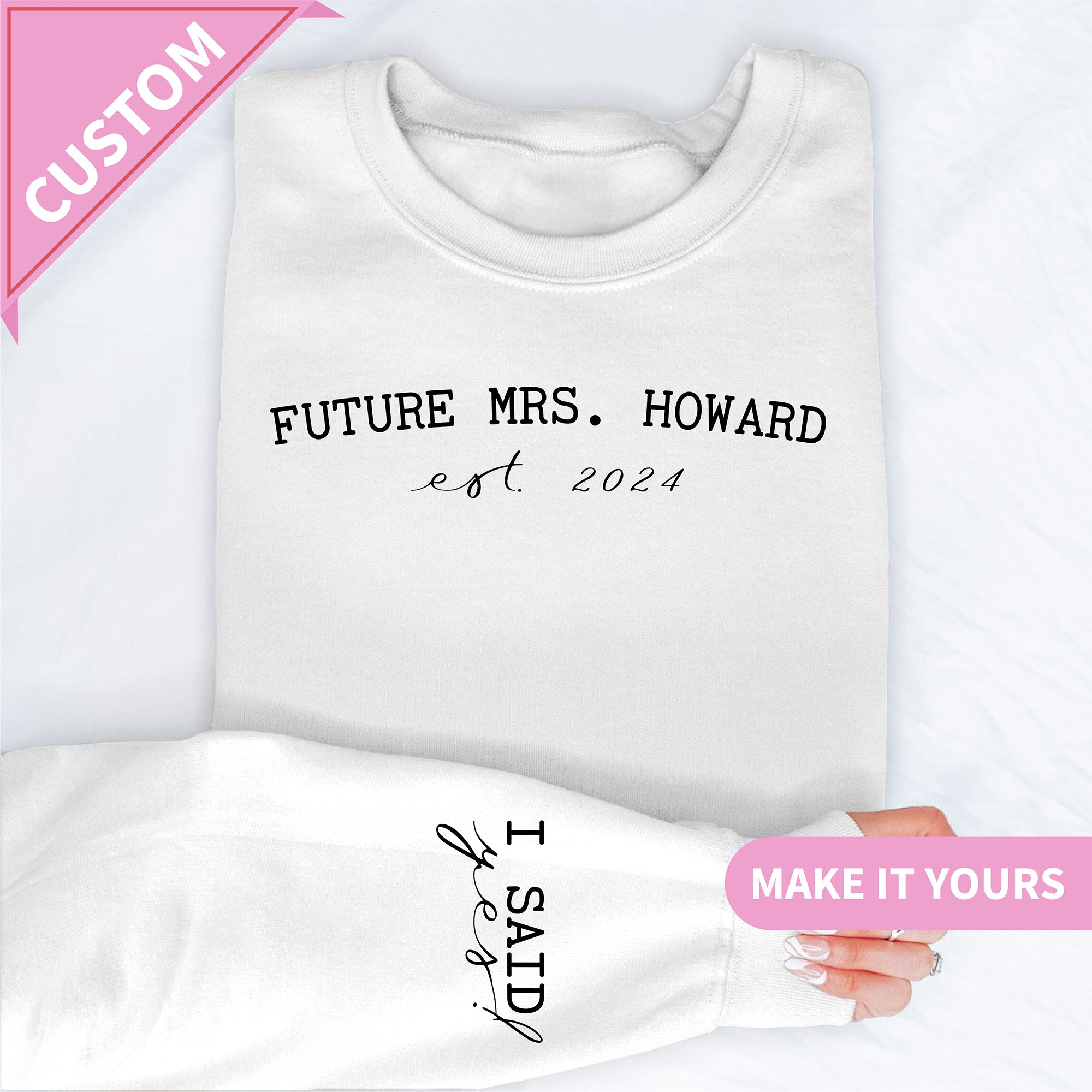 Personalisierbares Sweatshirt „Baldige Ehefrau“