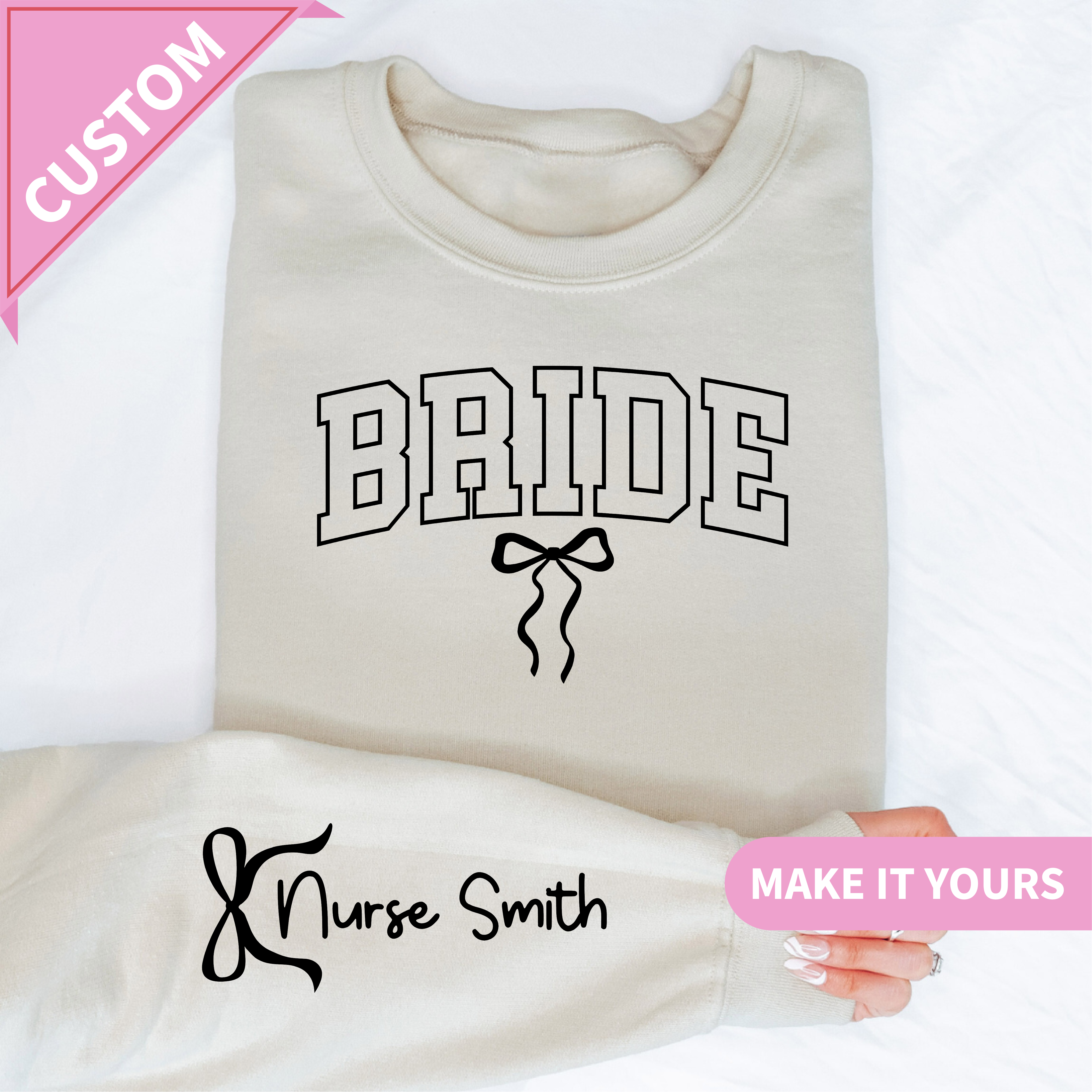 Personalized Future Mrs Sweatshirt With Custom Name On Sleeve