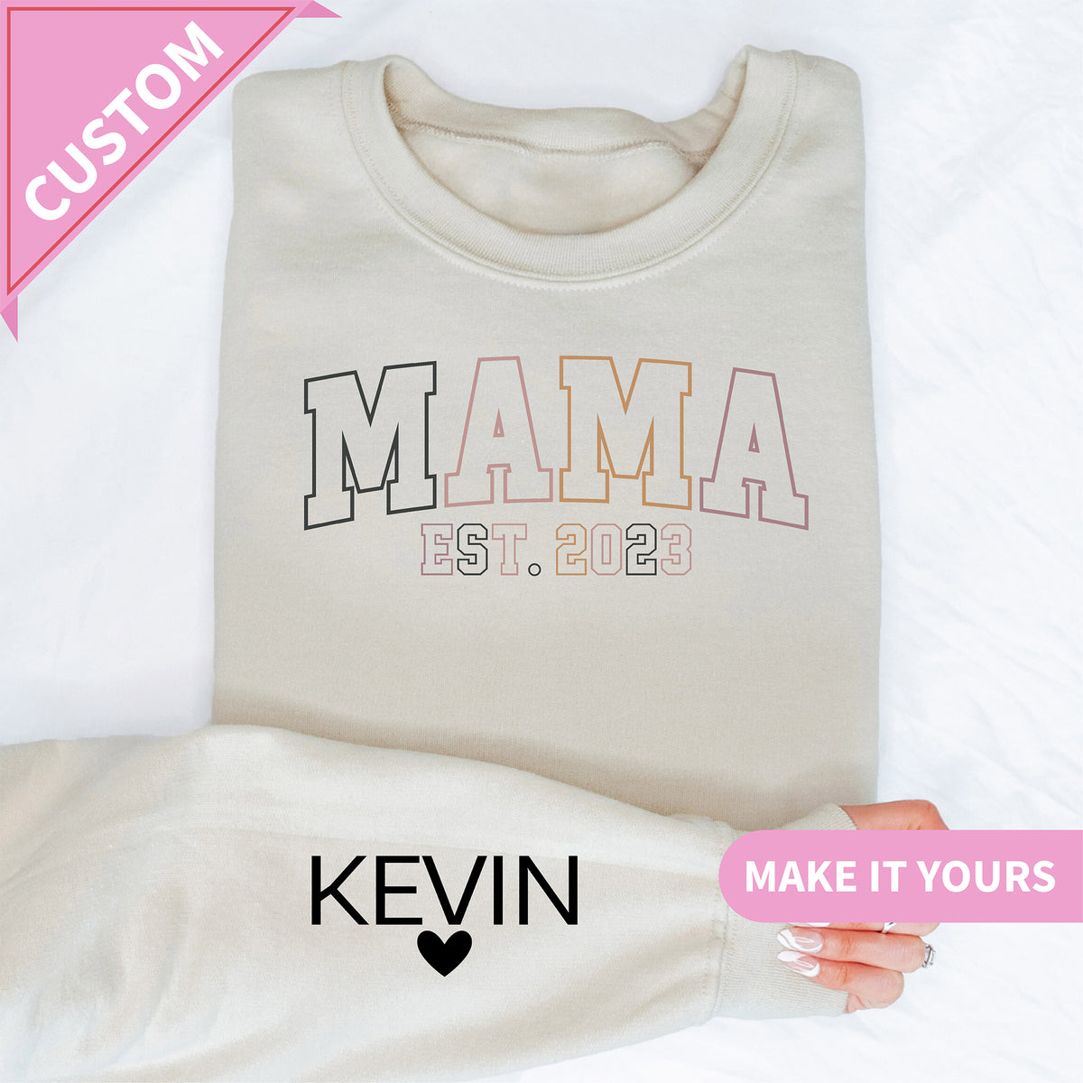 Custom Mama EST Year & Kids’ Names Sweatshirt