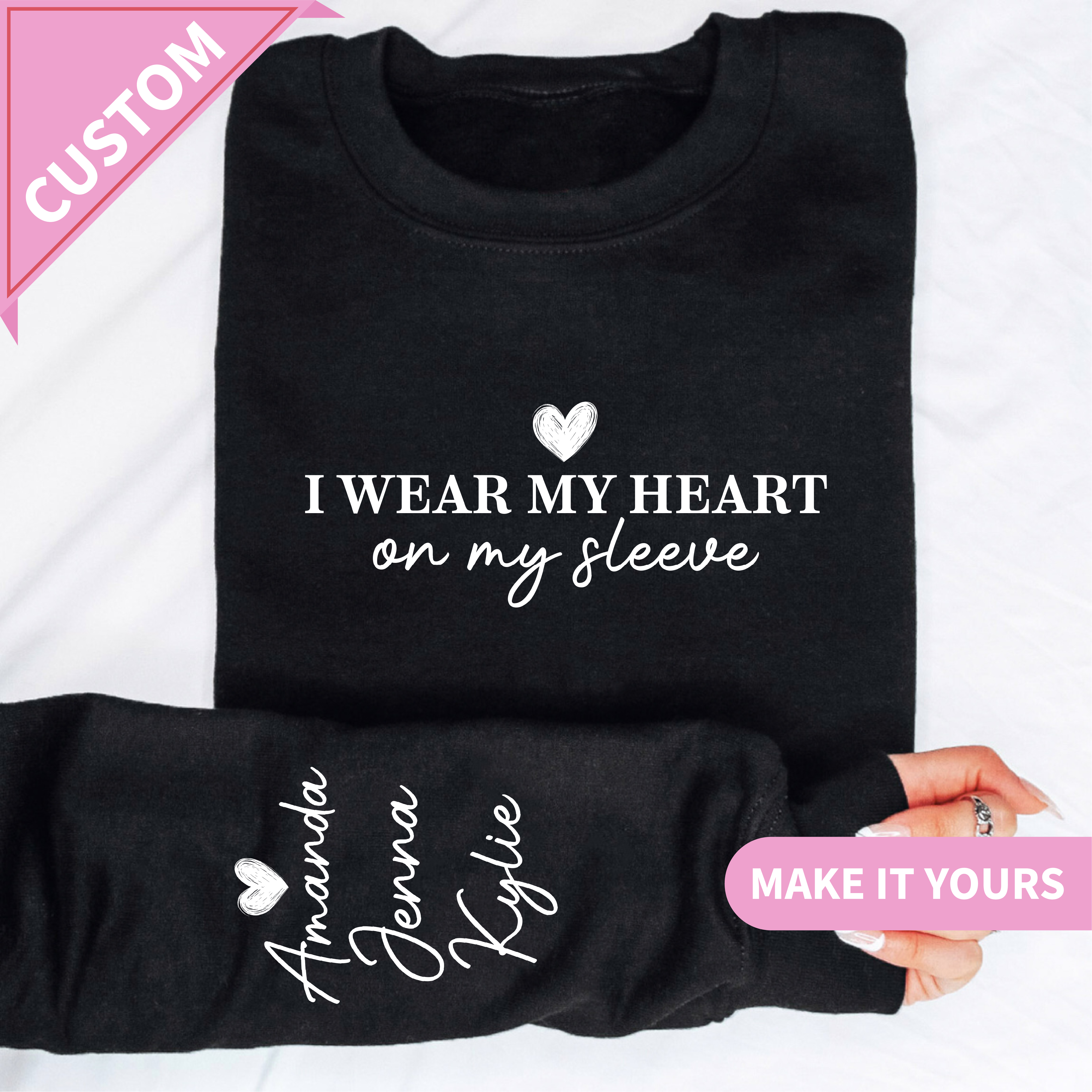 Custom Heart On Sleeve Sweatshirt