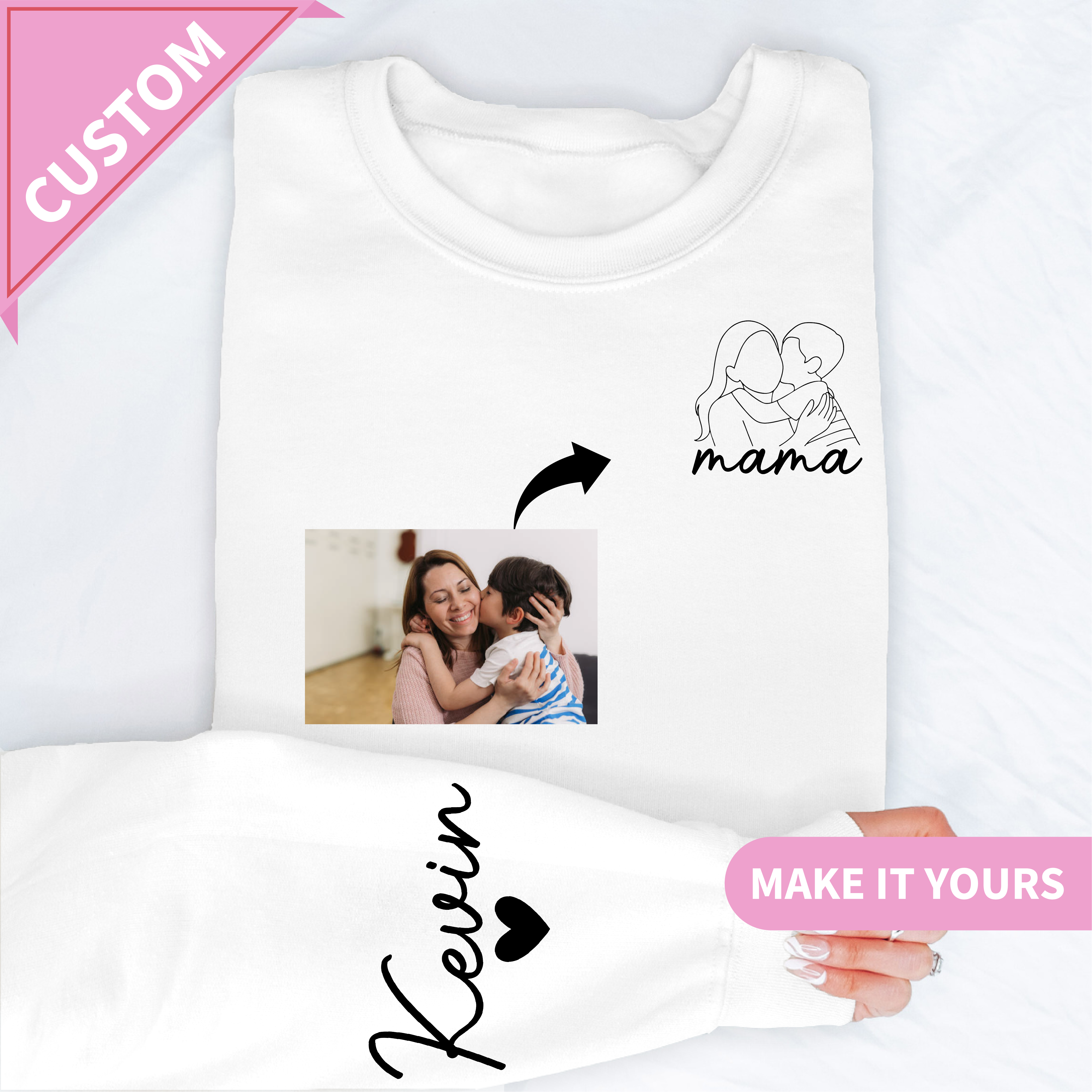 Custom Mom & Child Heartfelt Hug Sweatshirt