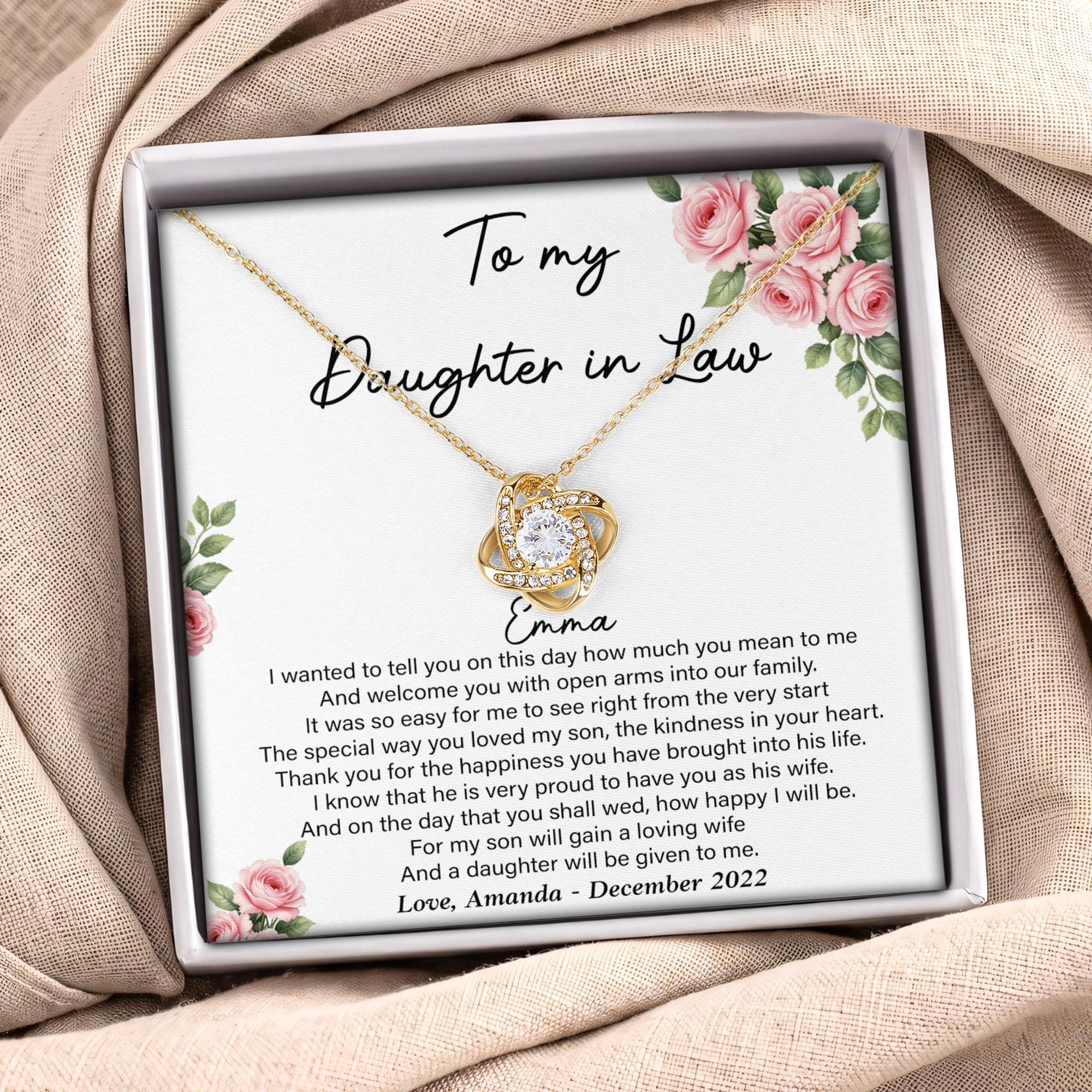 Personalized To My Daughter In Law Jewelry
