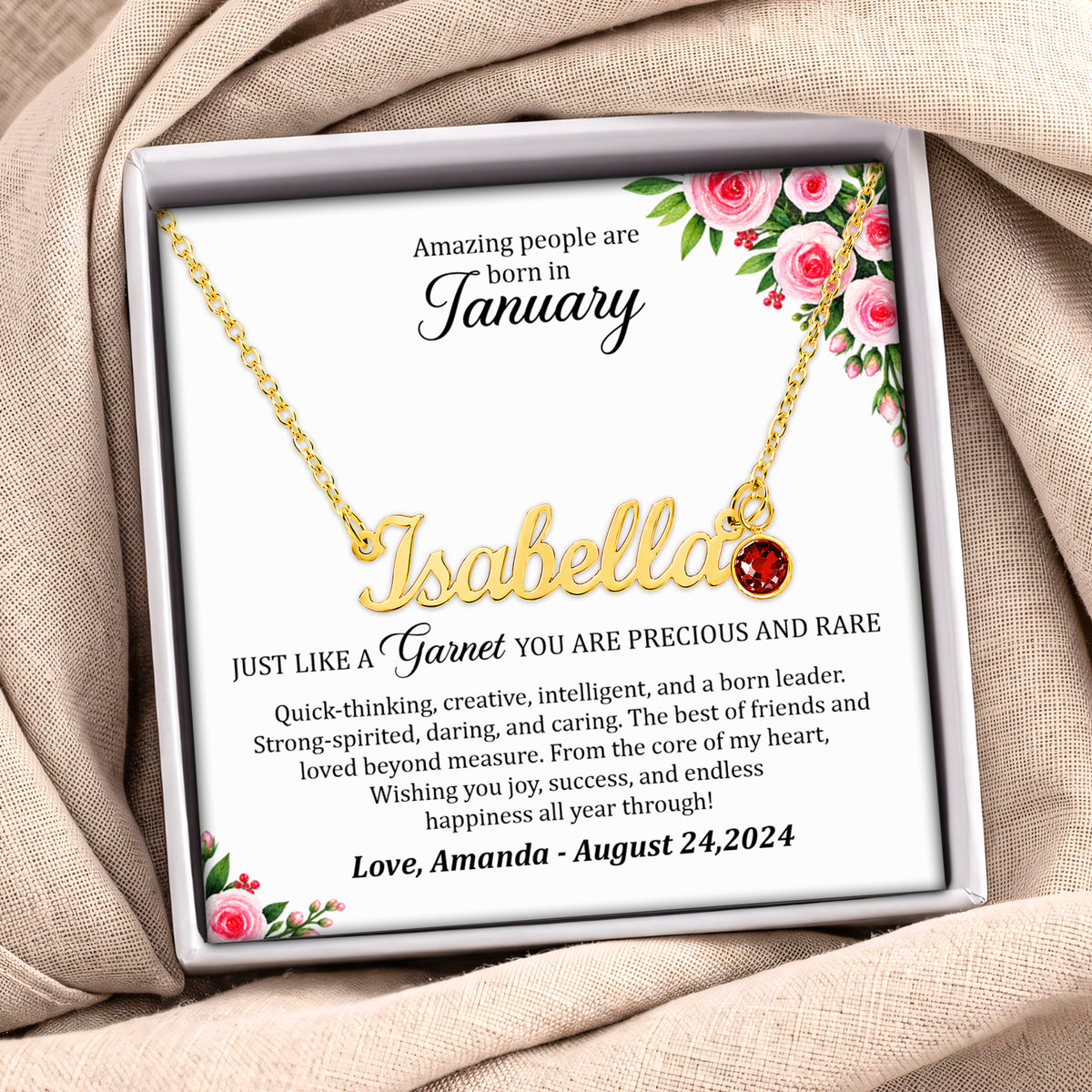 Personalized Name And Birthstone Necklace
