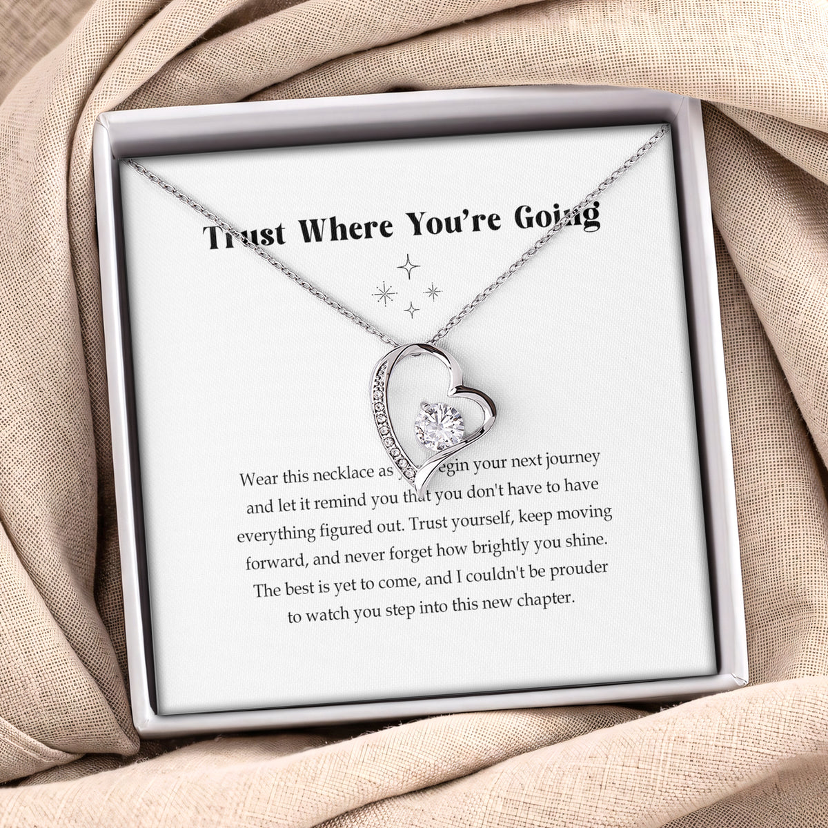 \"Trust Where You're Going\" Heart Pendant Necklace – Moving Away Keepsake
