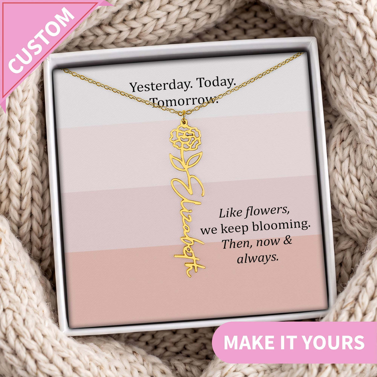 Collar personalizado con colgante de loto de empoderamiento - Joyería inspiradora "Still I Rise"